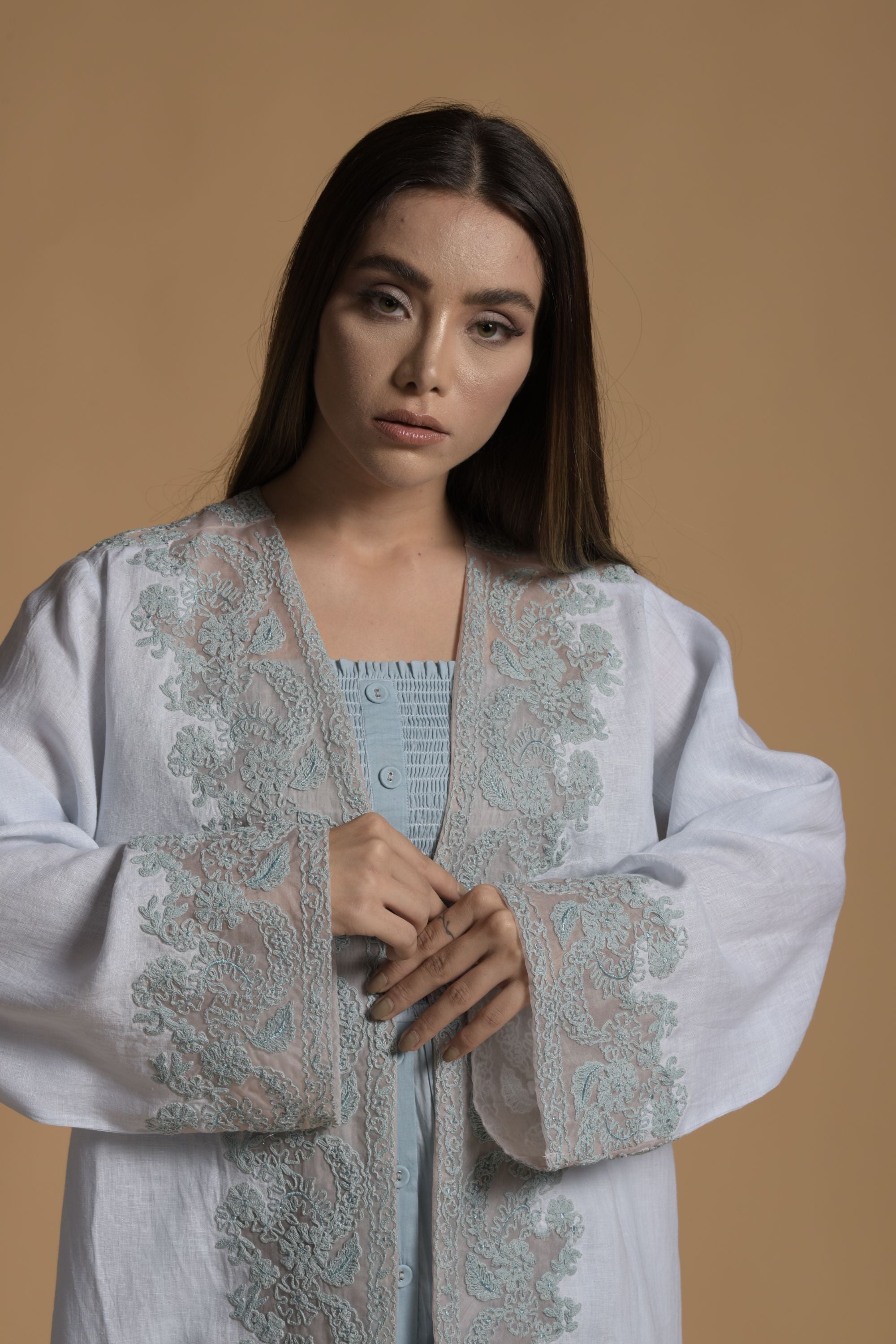 Afia Embroidered Bisht with Cotton Inner Dress