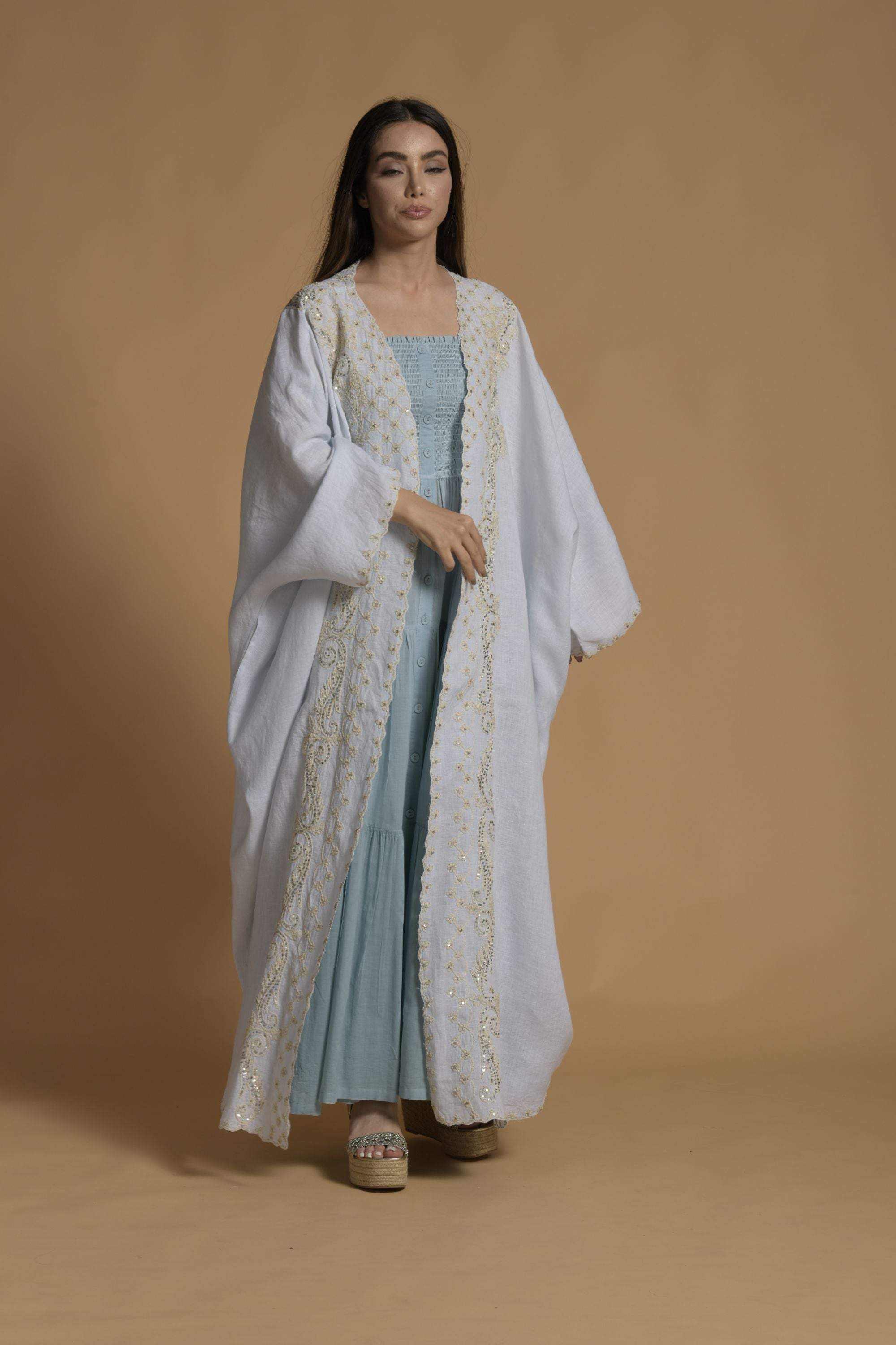 Maya Embellished & Embroidered Bisht with Cotton Inner Dress