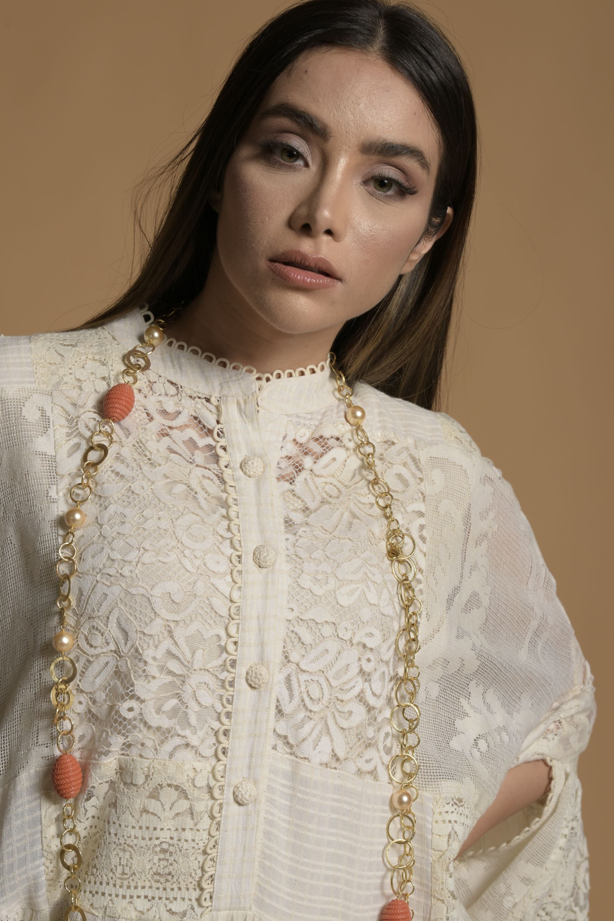 Arshi Embroidered Cape & Inner Cotton Cami with Lace Patch Work