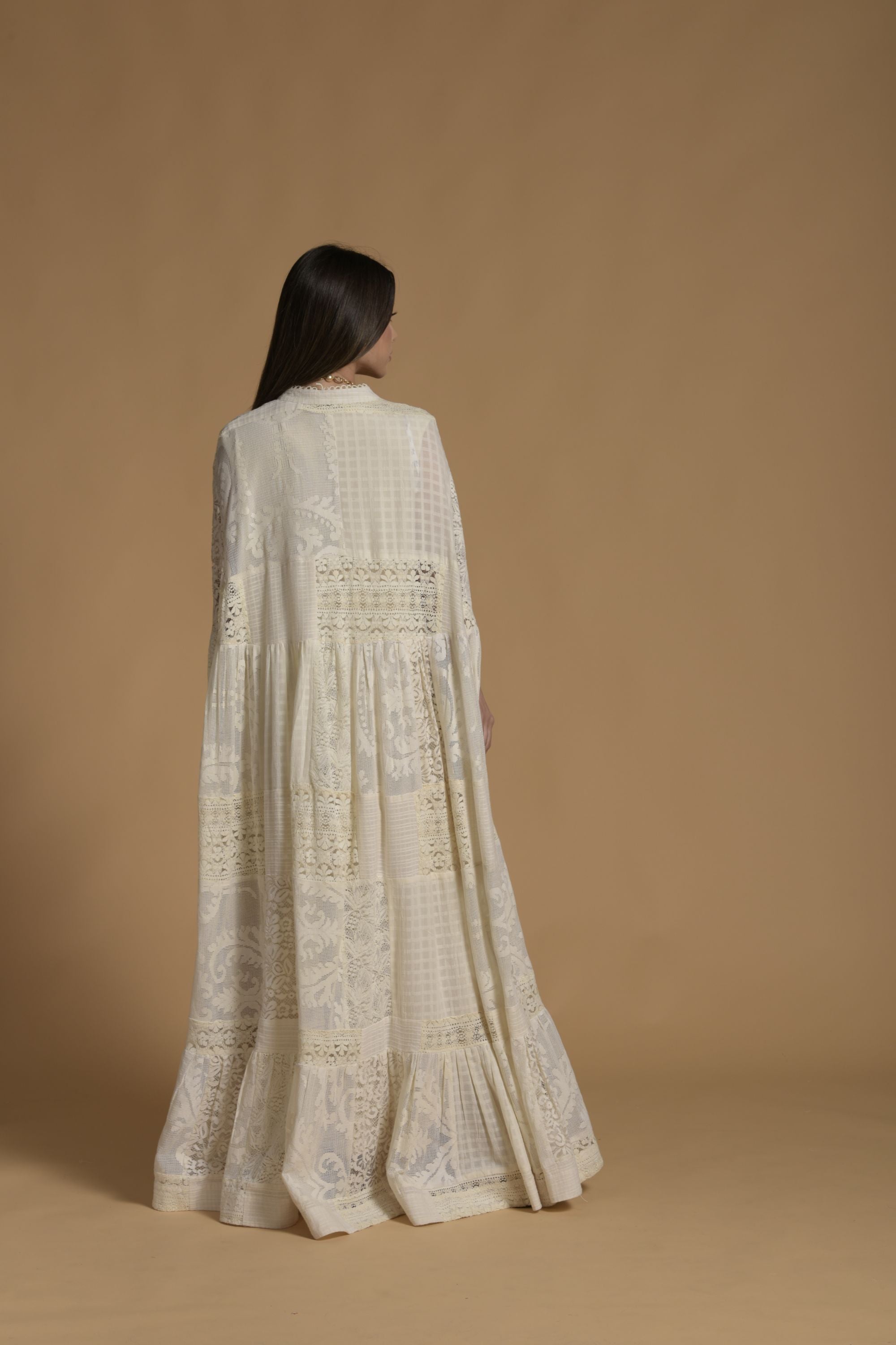 Arshi Embroidered Cape & Inner Cotton Cami with Lace Patch Work