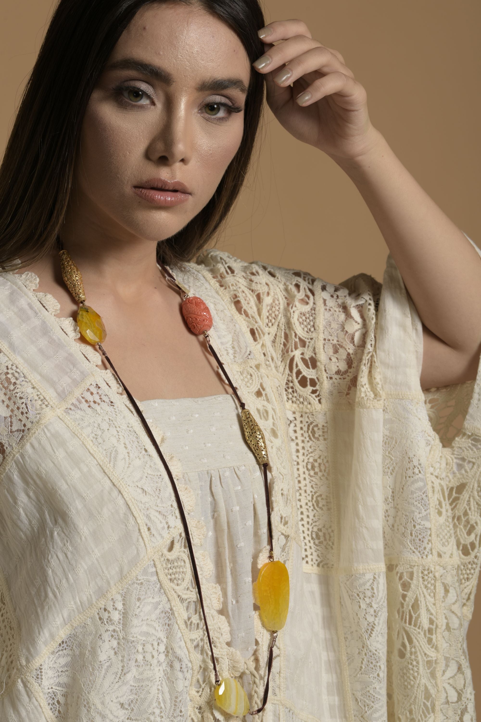 Fareeda Patch Lace Cape with Jumpsuit