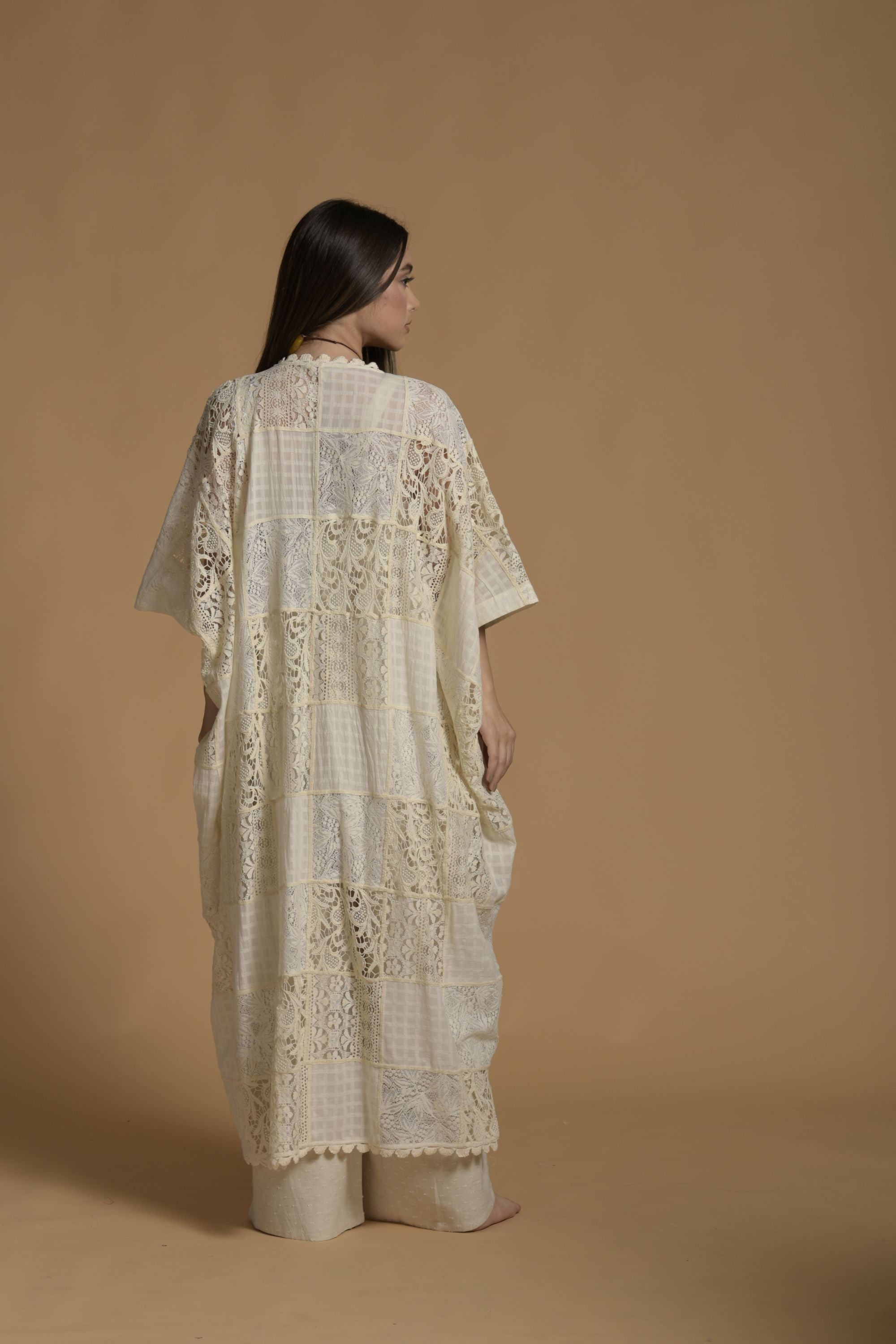 Fareeda Patch Lace Cape with Jumpsuit