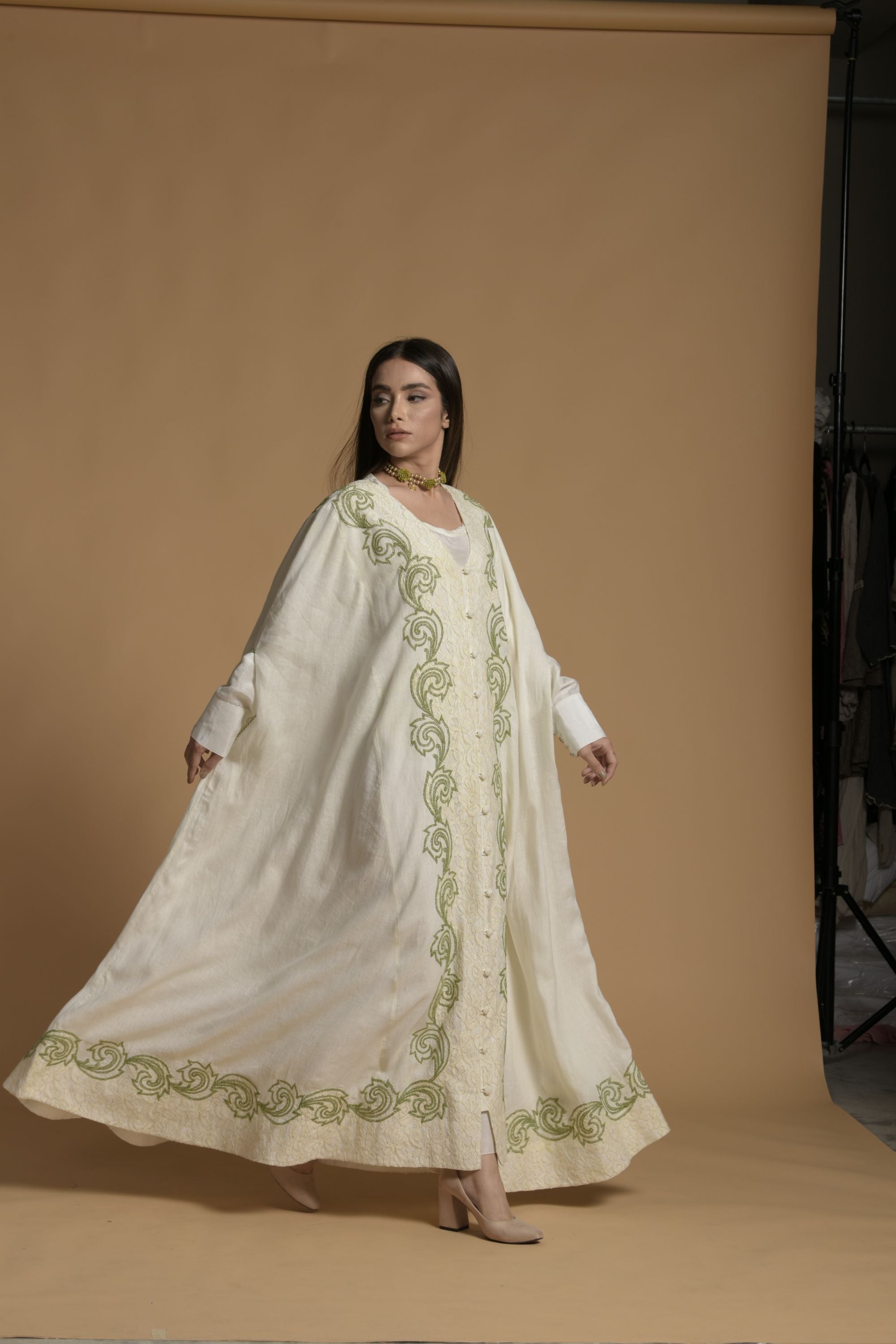 Wardah Embellished Cape with Cotton Inner Dress