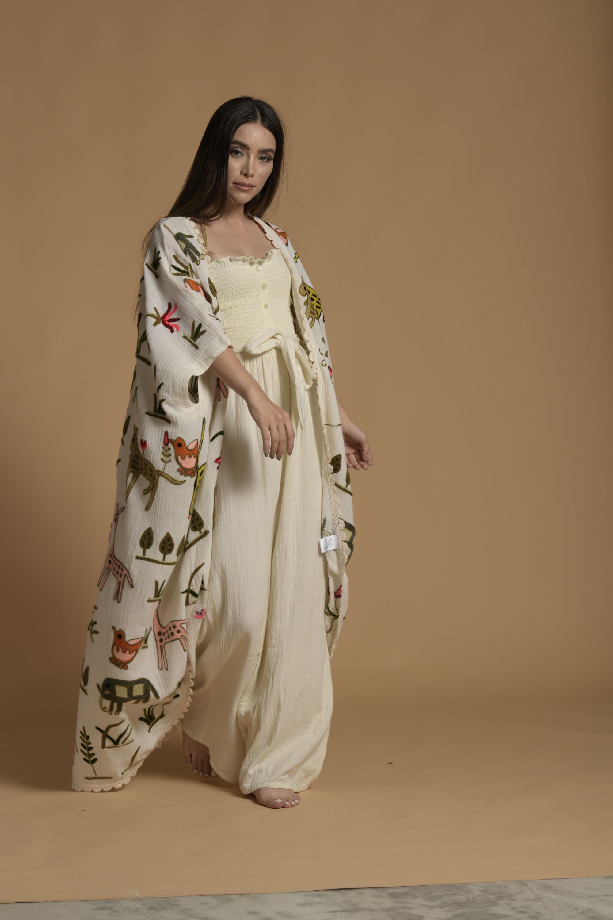 Amara Embroidered Cape With Jumpsuit