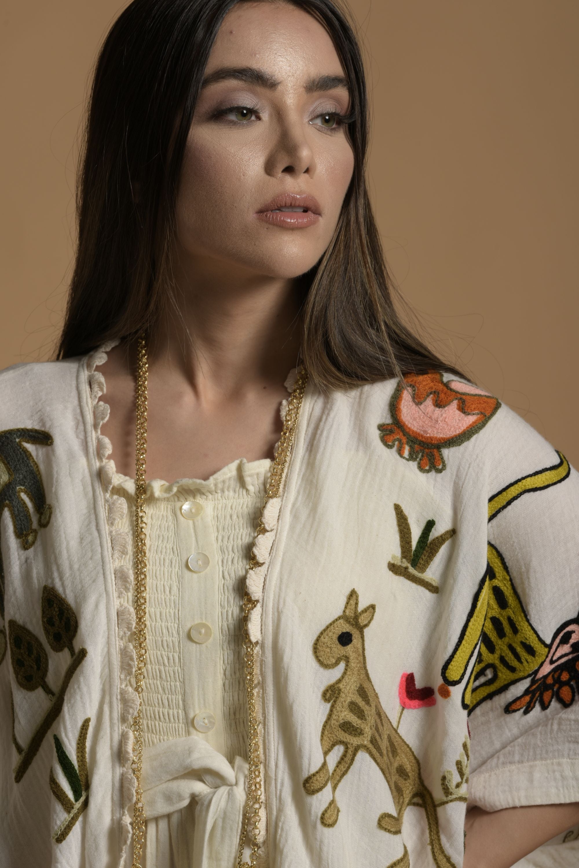Amara Embroidered Cape With Jumpsuit