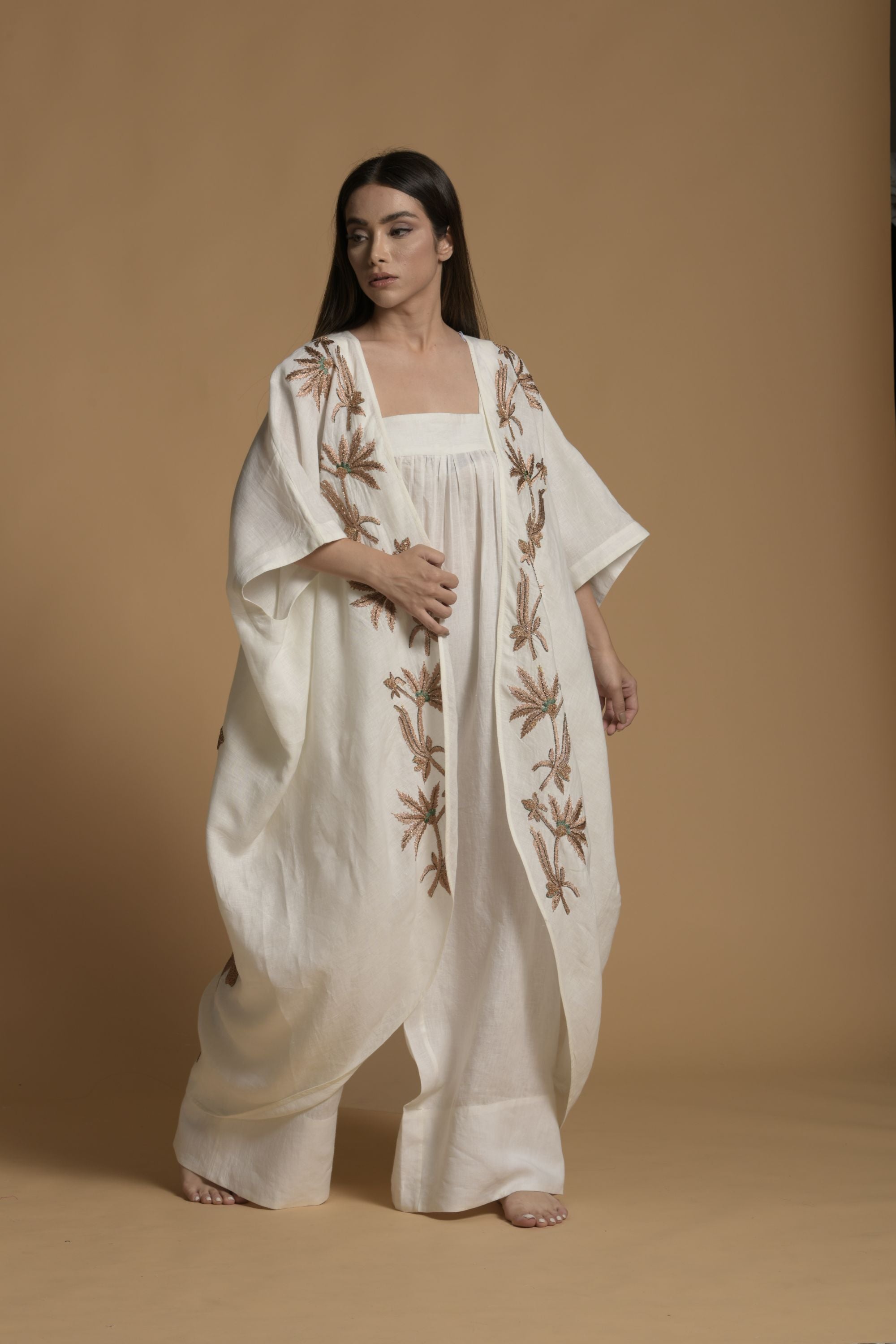 Shumaila Embellished & Embroidered Cape with Inner Jumpsuit