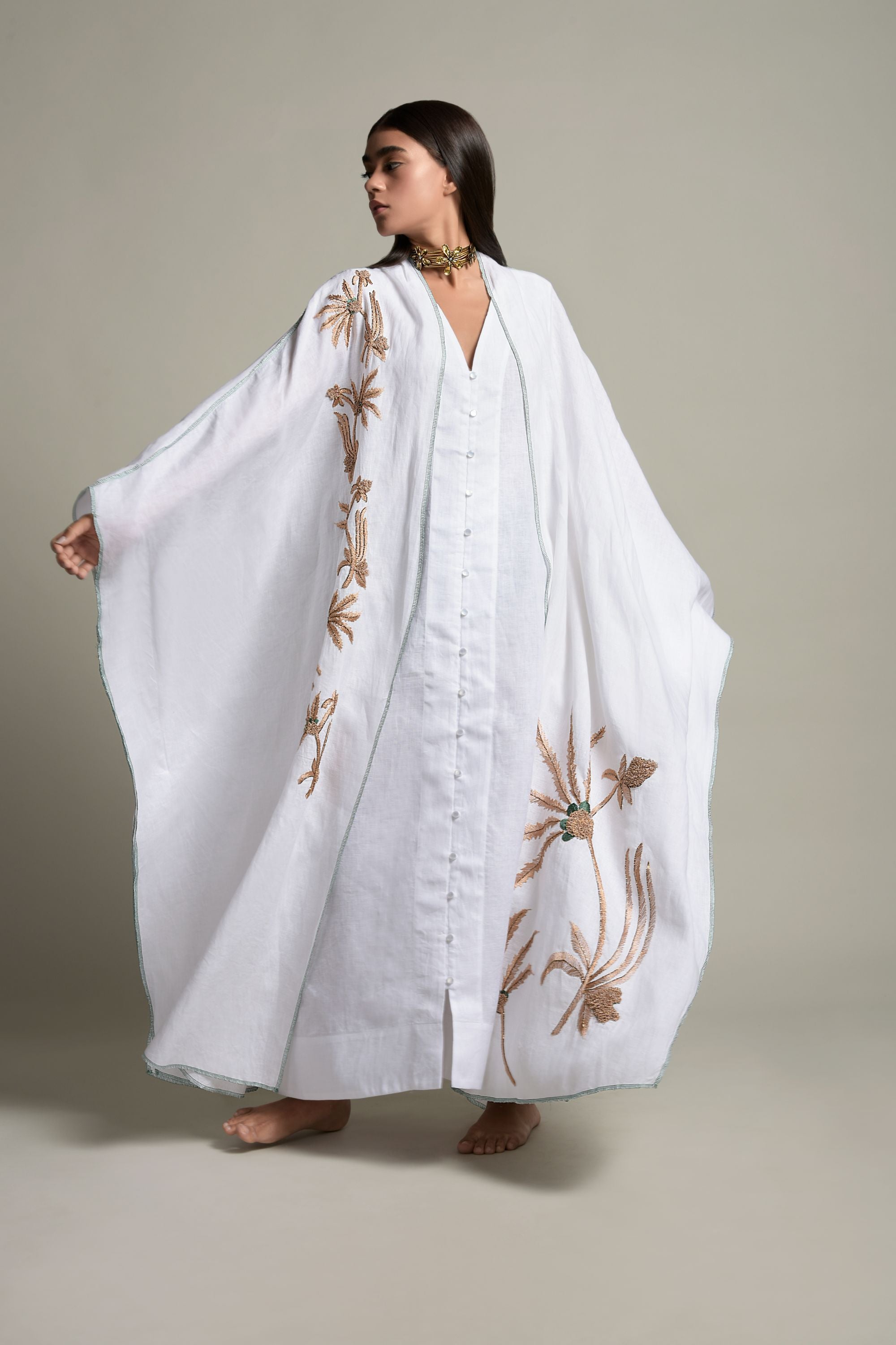 Dua Embroidered Abaya with Embellishment & Inner Cotton Dress