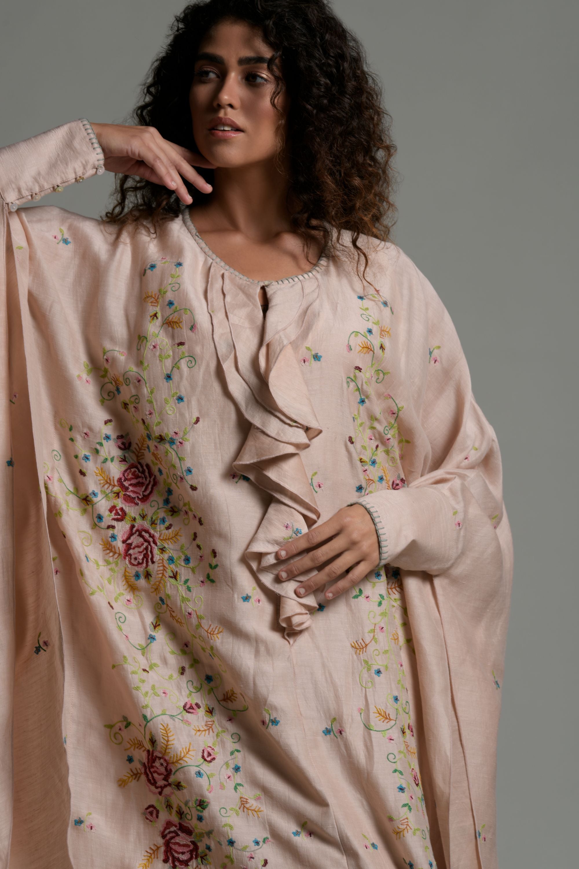 Ruhee Embroidered Jalabiya & Inner Cotton Cami