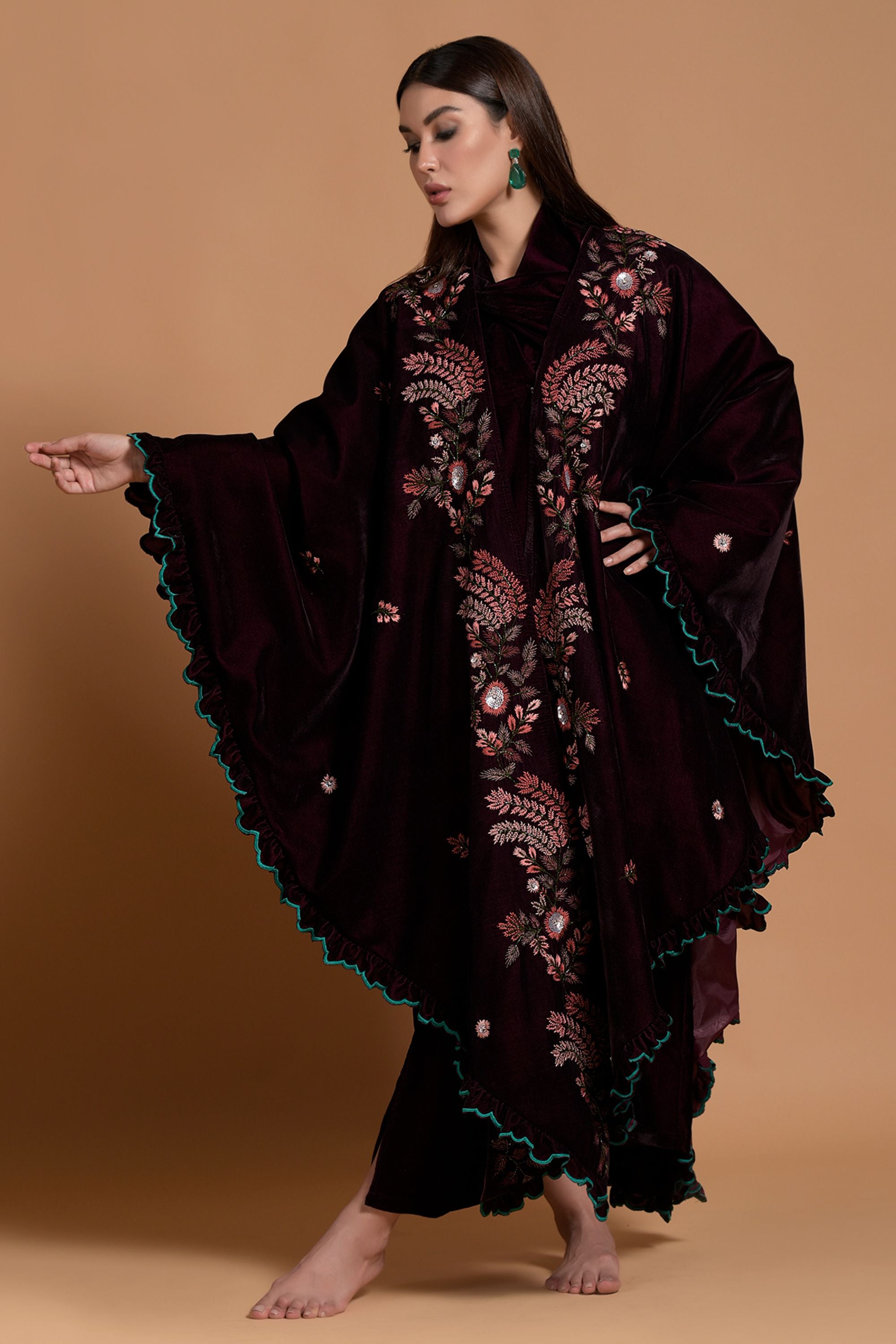 Amyrah Embellished & Embroidered Cape