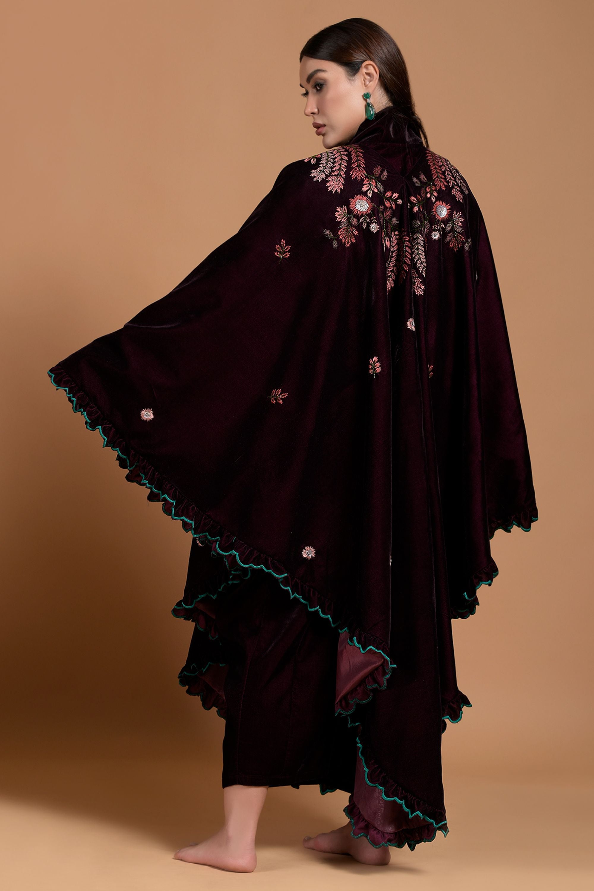 Amyrah Embellished & Embroidered Cape