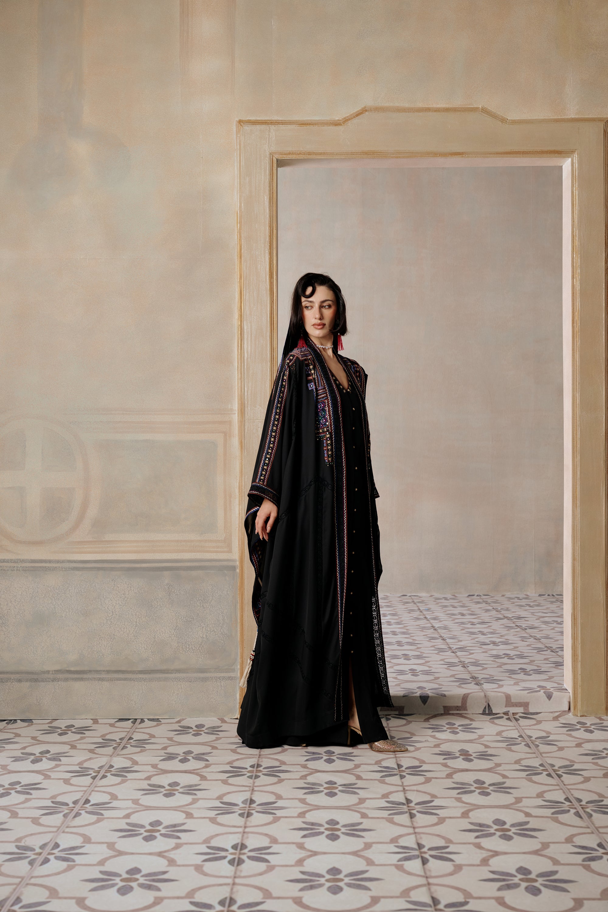 Mahdiyah Embroidered Abaya with Embellishment