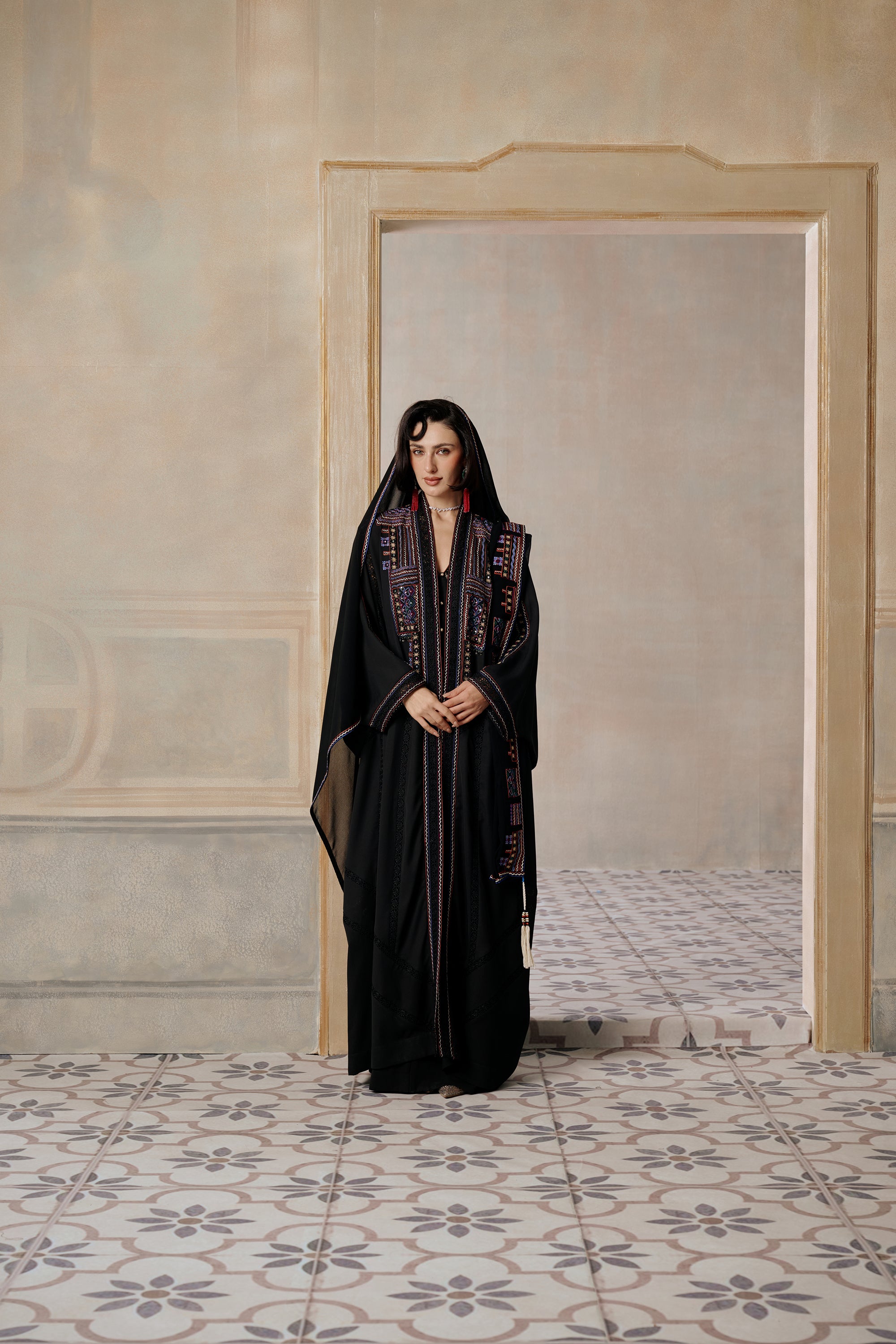 Mahdiyah Embroidered Abaya with Embellishment