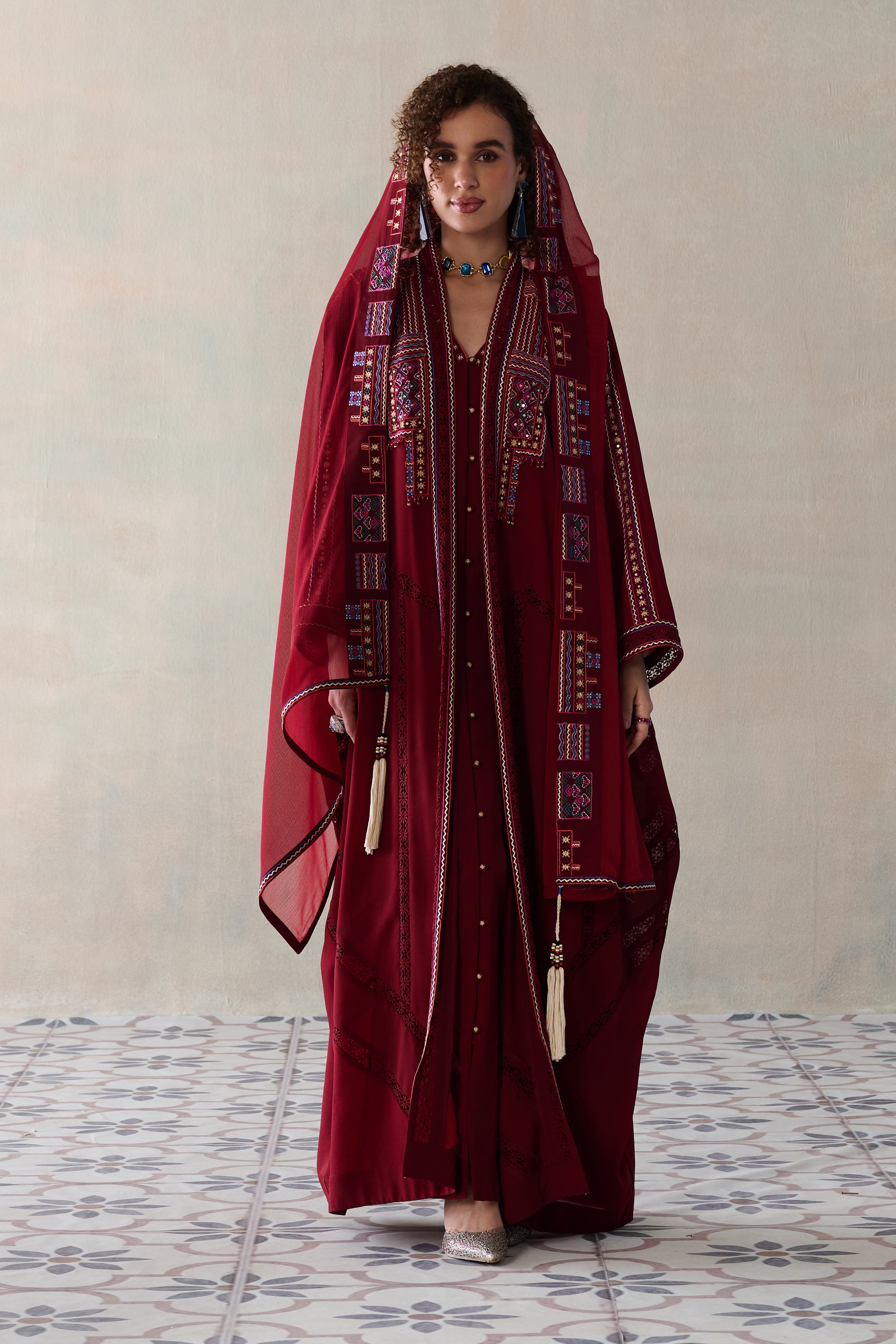 Mahaa Embroidered Abaya with Embellishment