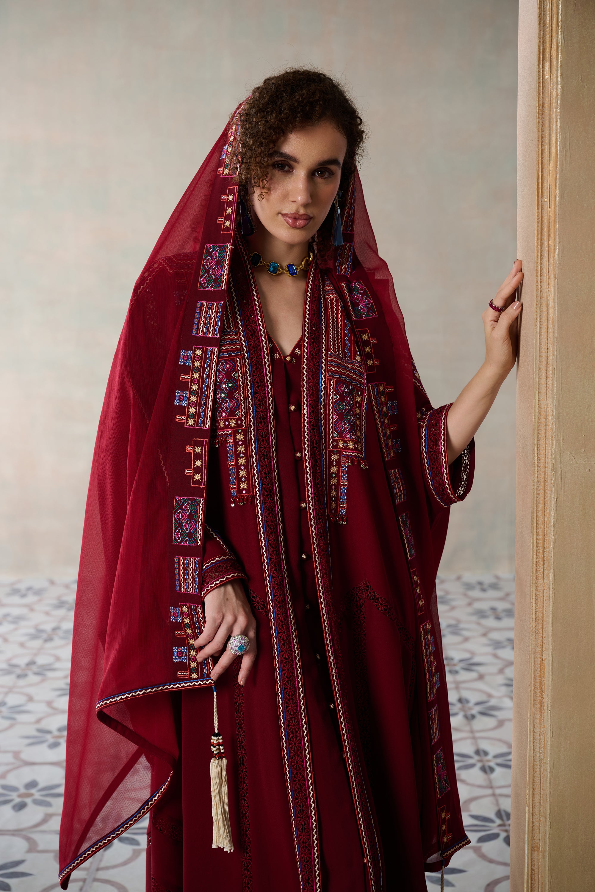 Mahaa Embroidered Abaya with Embellishment
