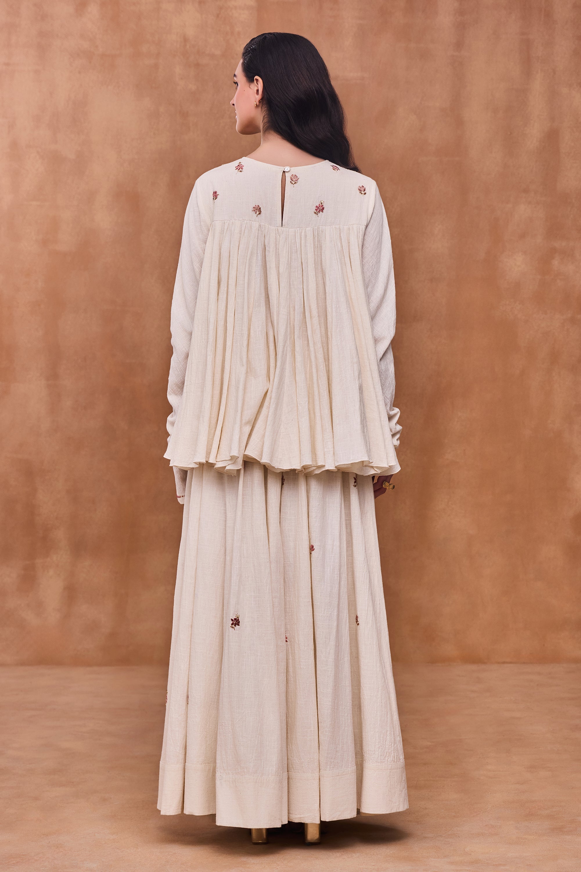 Hafiza Embroidered & Embellished Peplum Top with Skirt