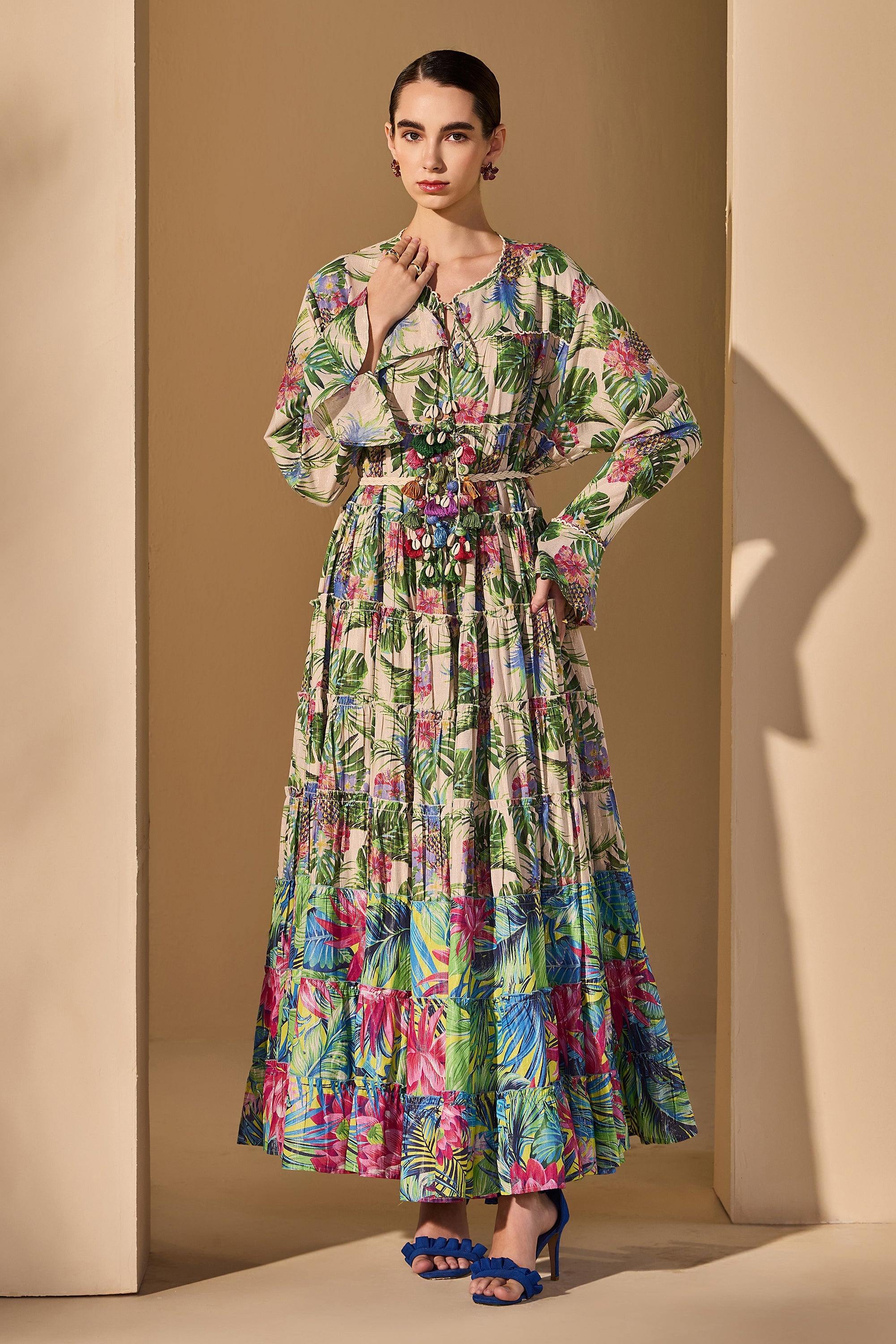 Zaylora Cotton Printed Jalabiya with Belt