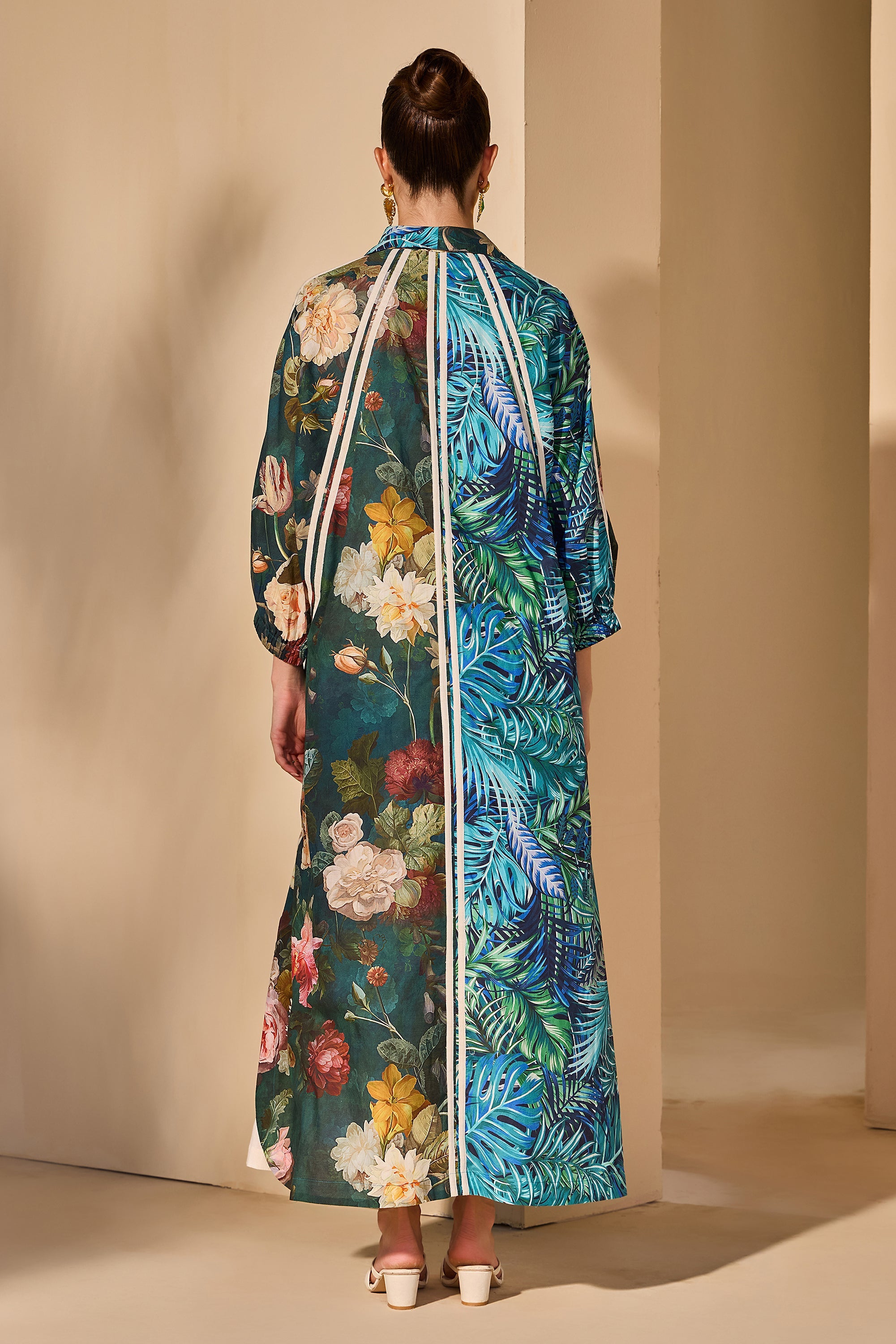 Zelaya Cotton Printed Bisht with Inner Dress