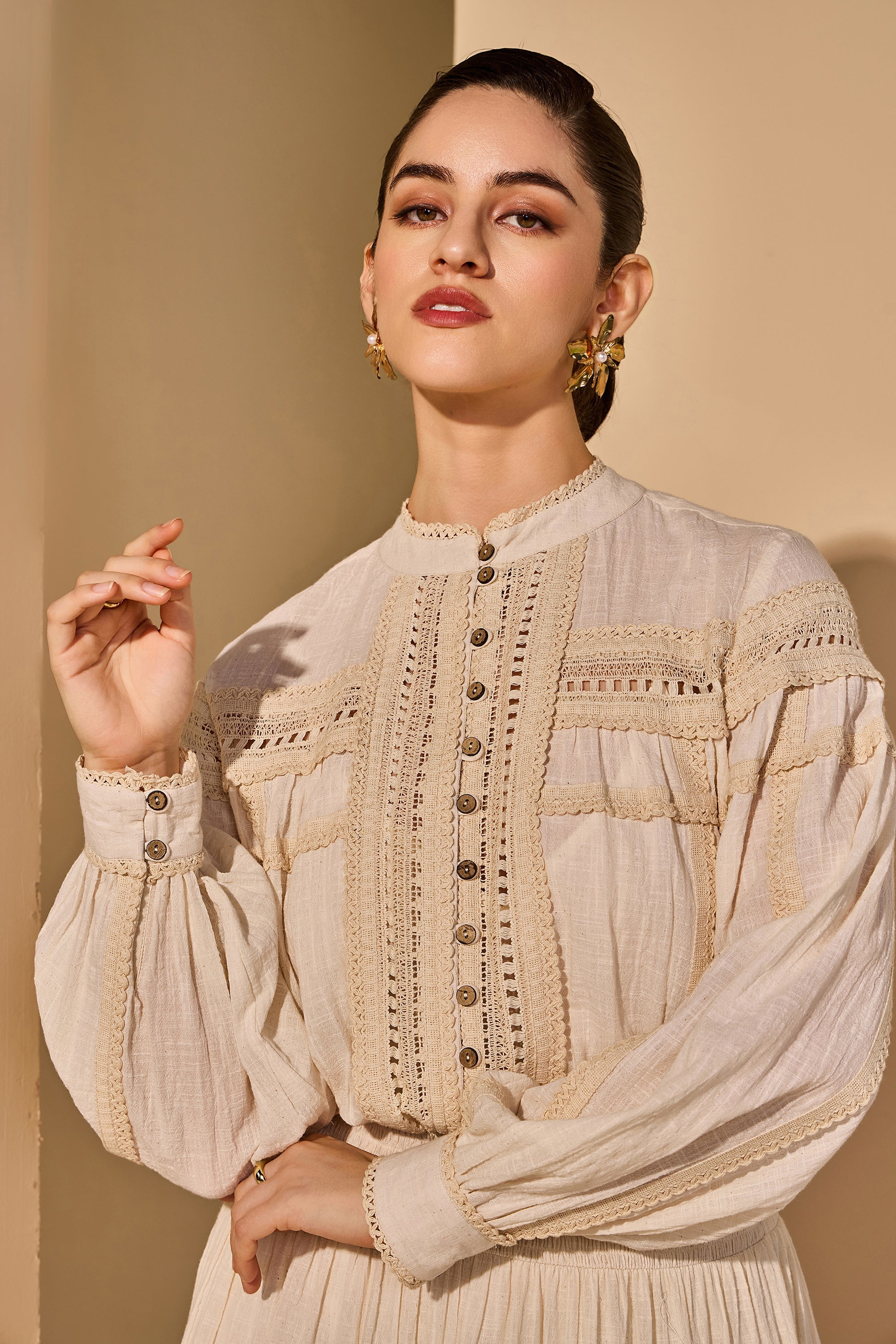 Halima Cotton Slub Jalabiya with Scarf