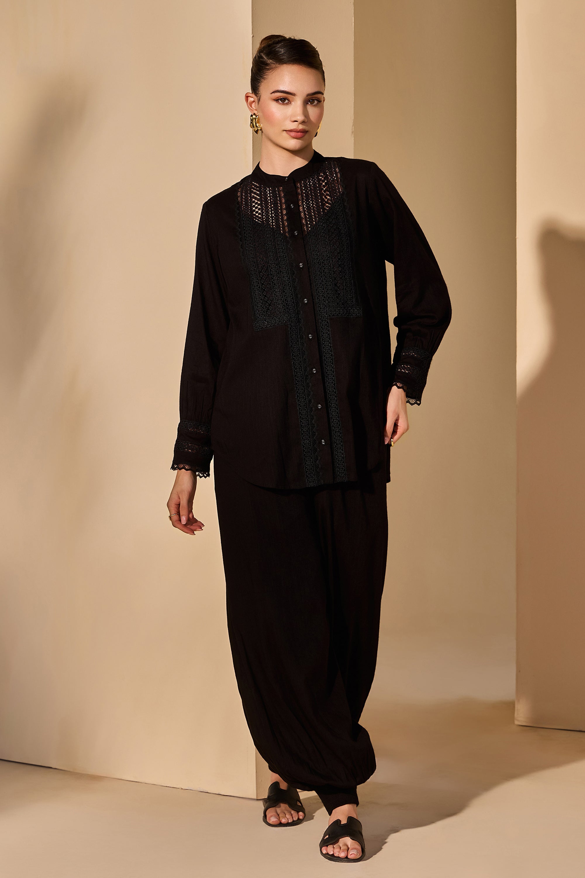 Gulnaz Cotton Slub Top with Trousers