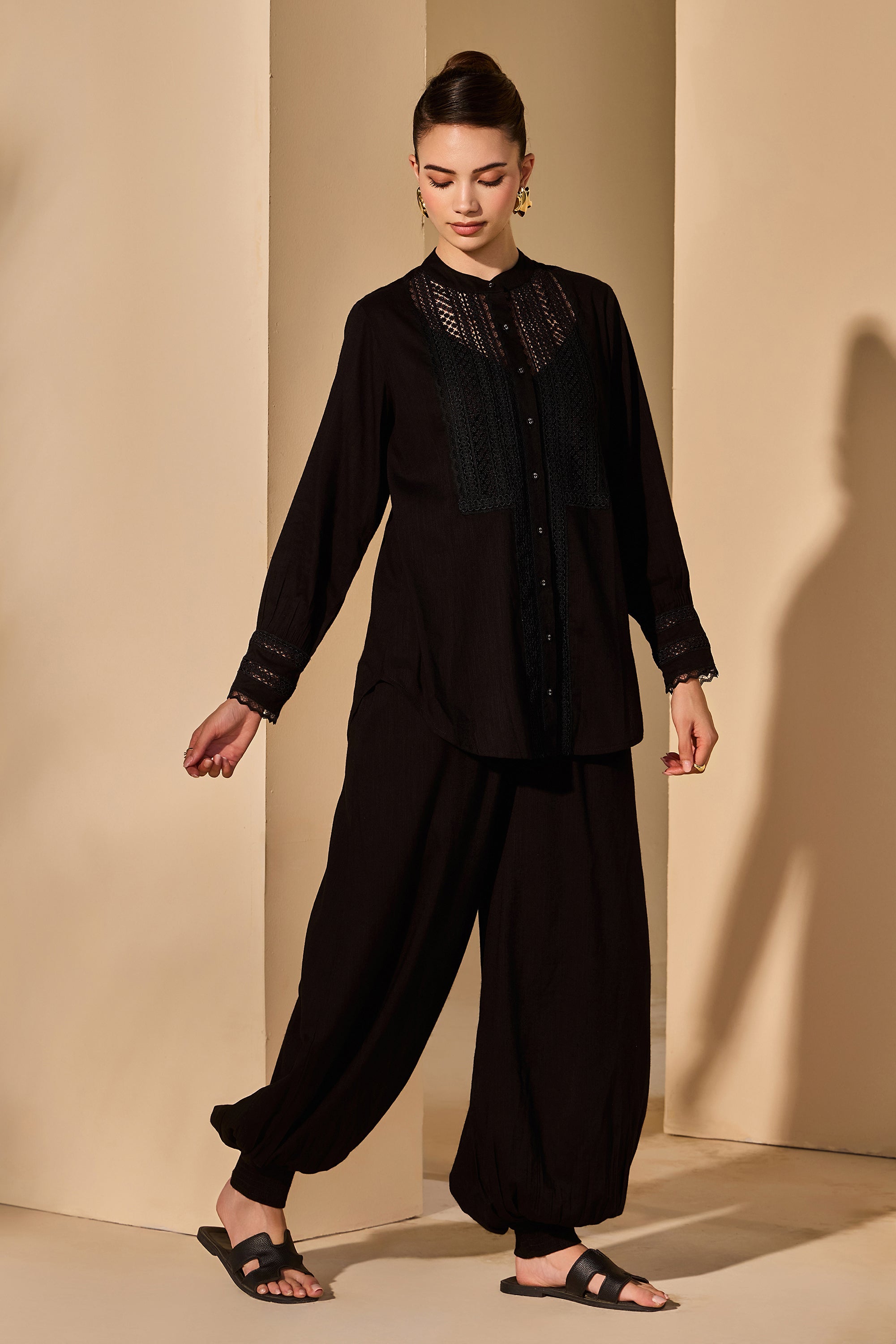 Gulnaz Cotton Slub Top with Trousers