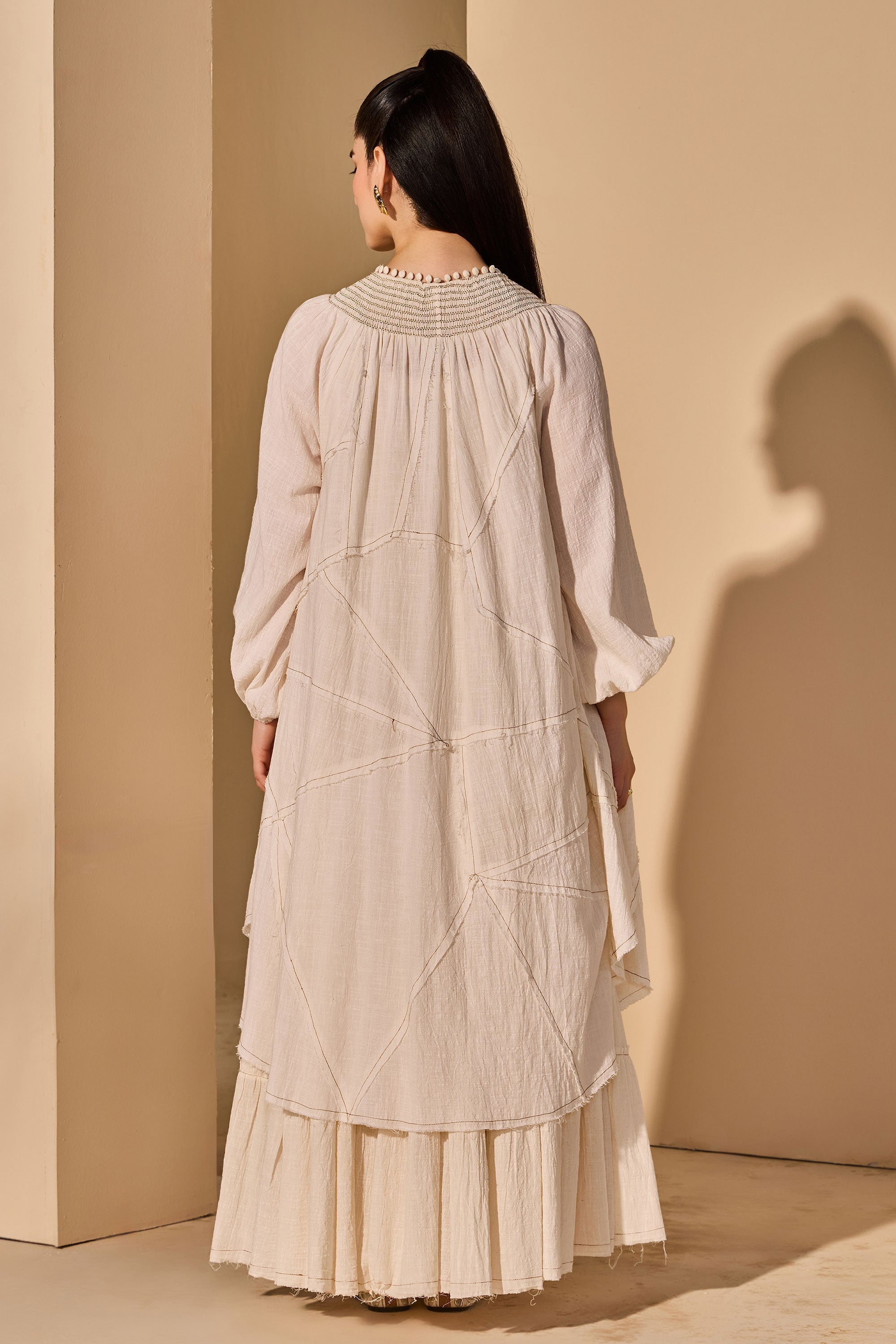 Zoyara Cotton Slub Cape with Inner Dress