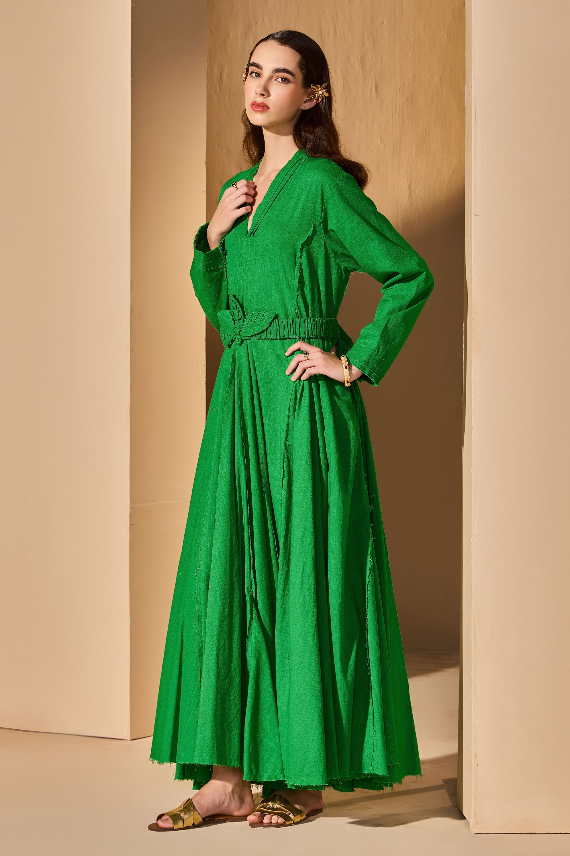 Amzara Cotton Slub Jalabiya with Belt