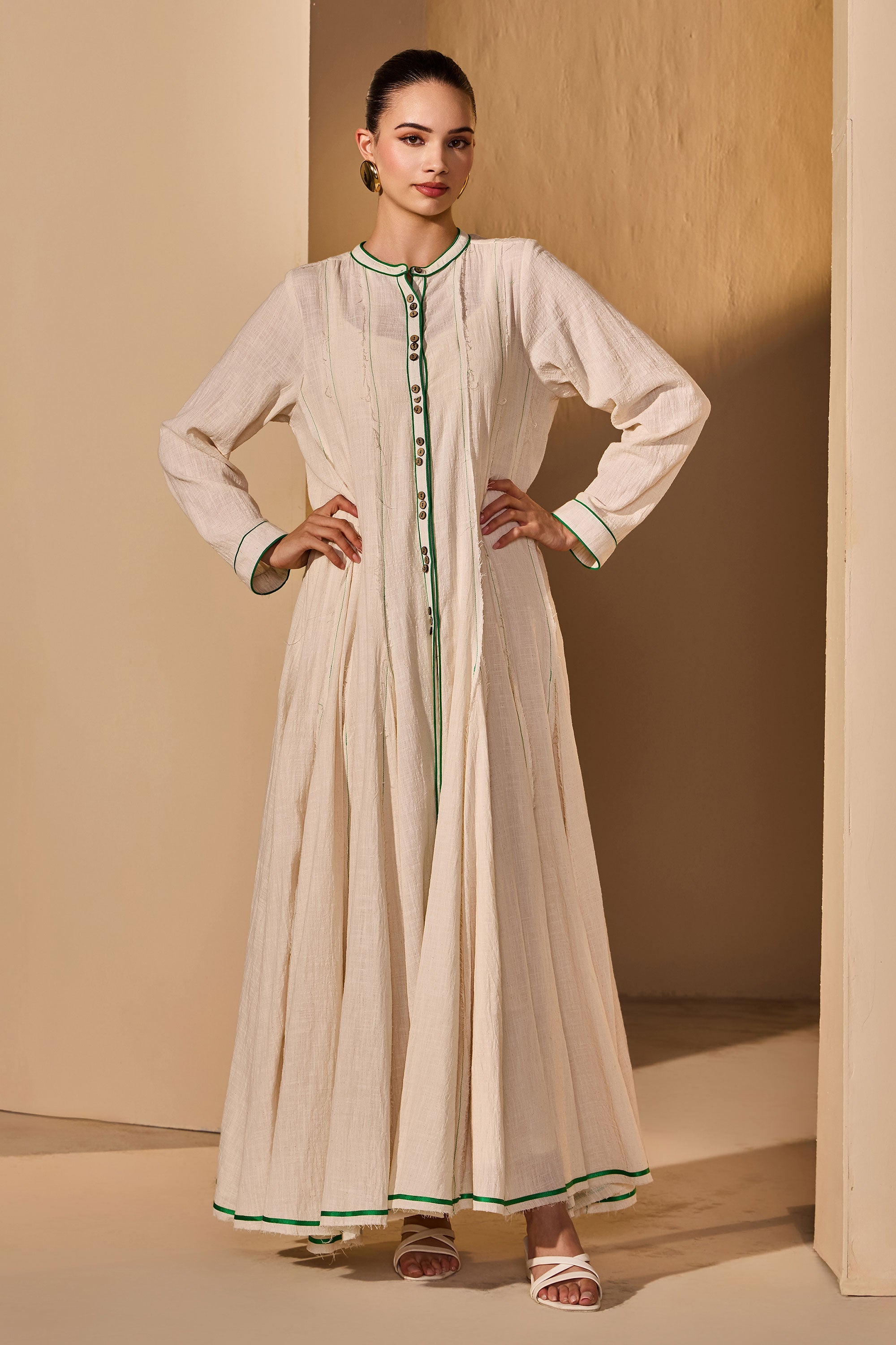 Sadia Cotton Slub Jalabiya with Scarf