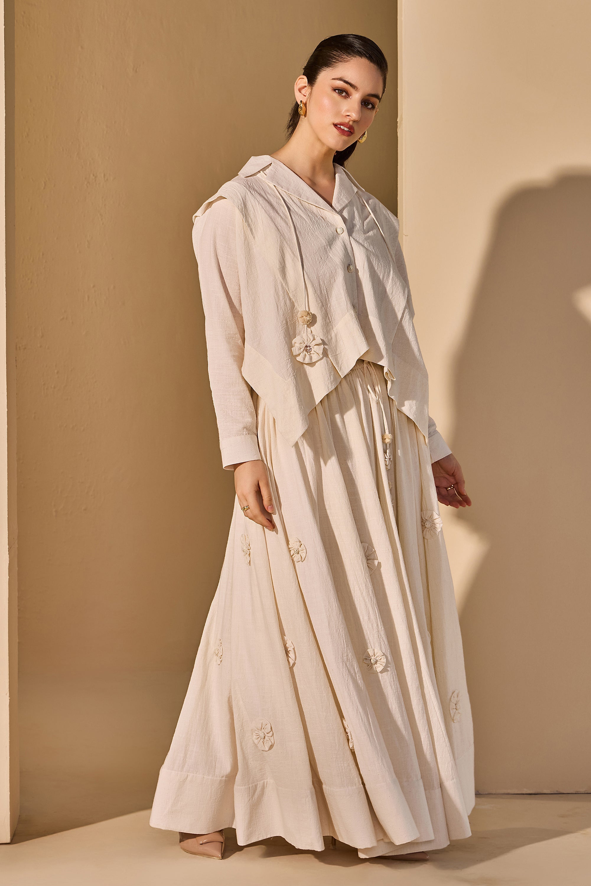 Sania Cotton Slub Top with Skirt
