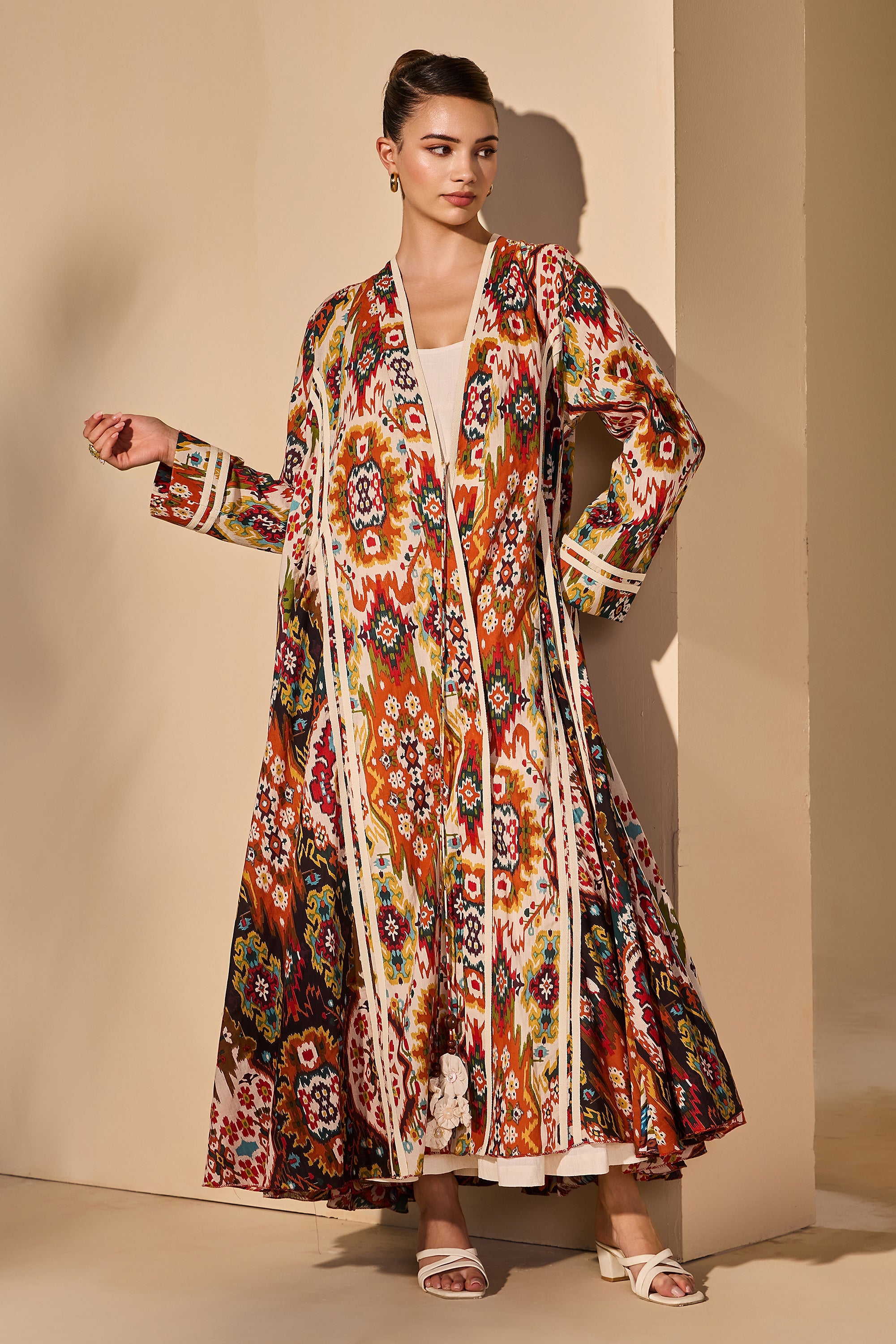 Aarzoo Cotton Printed Flared Bisht