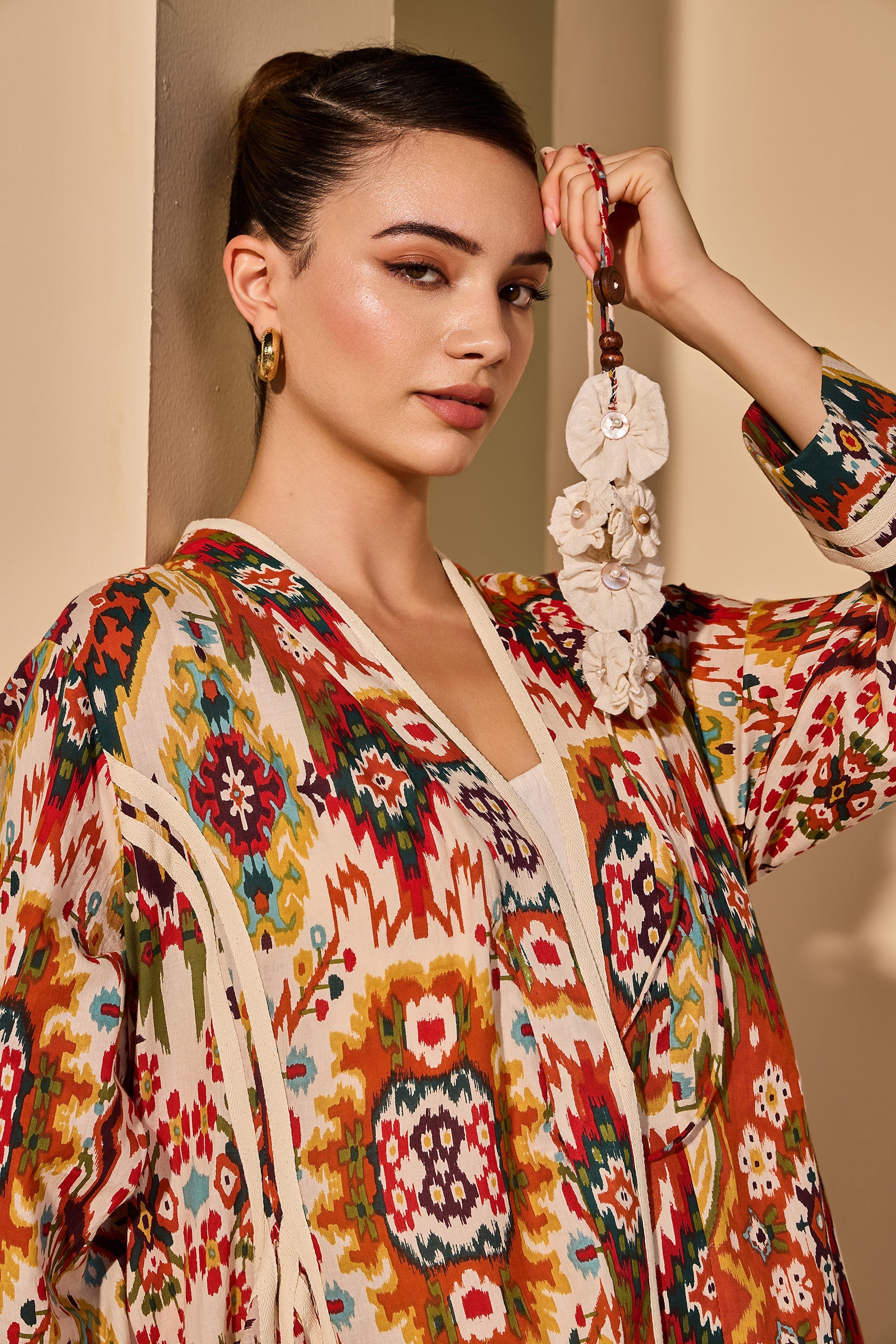 Aarzoo Cotton Printed Flared Bisht