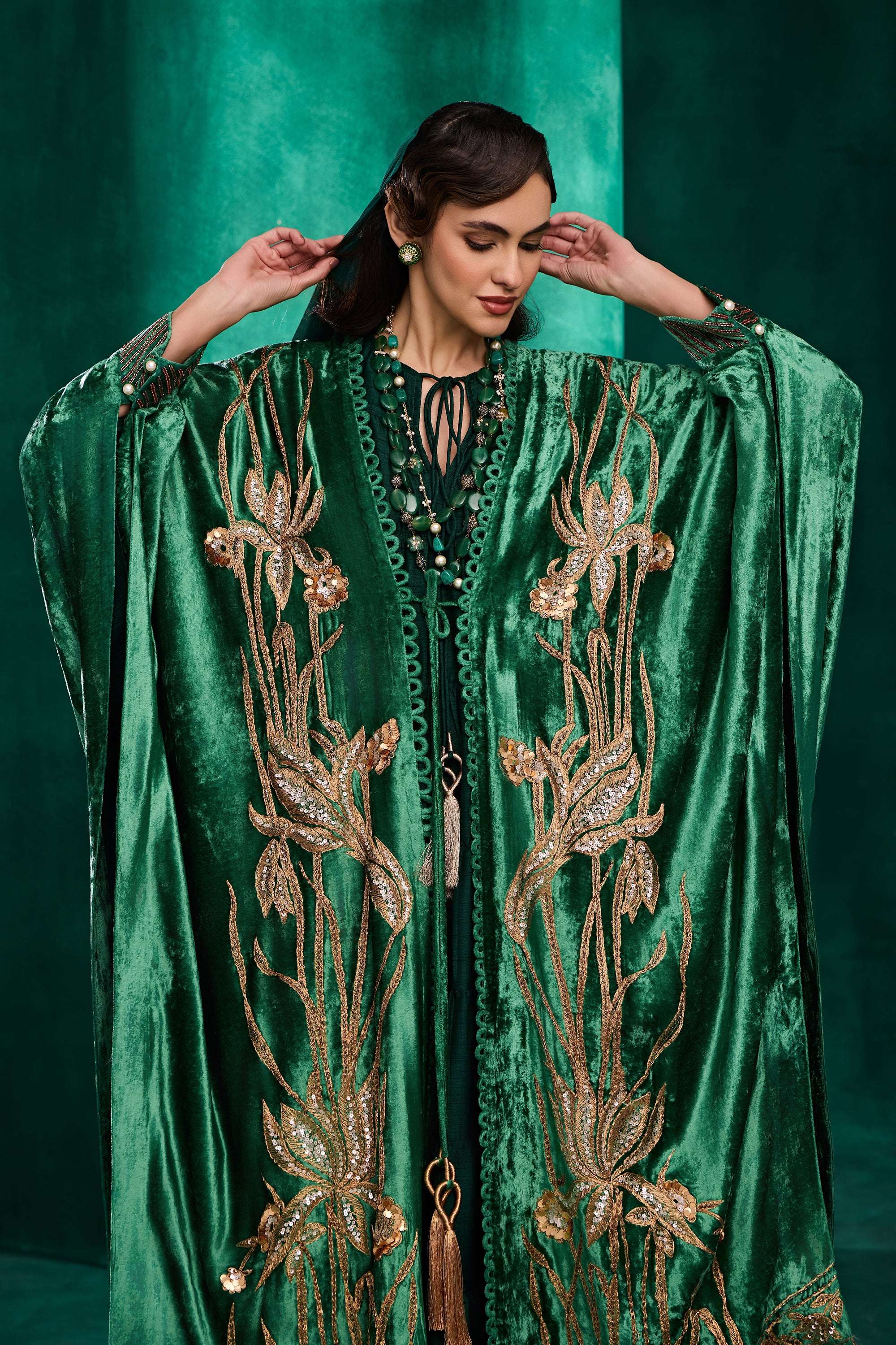 Asiya Embroidered Cape with Embellishment
