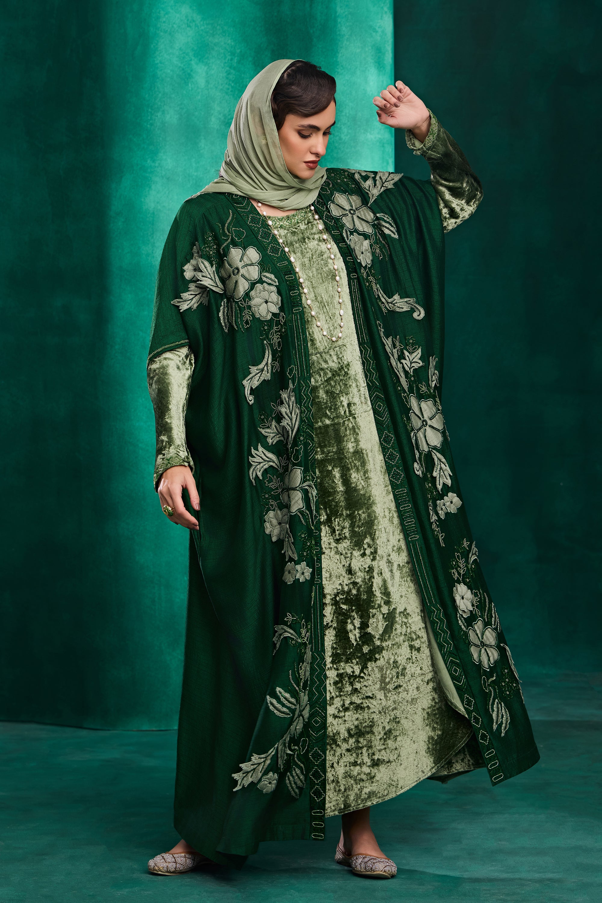 Dujaylah Embroidered Abaya with Embellishment