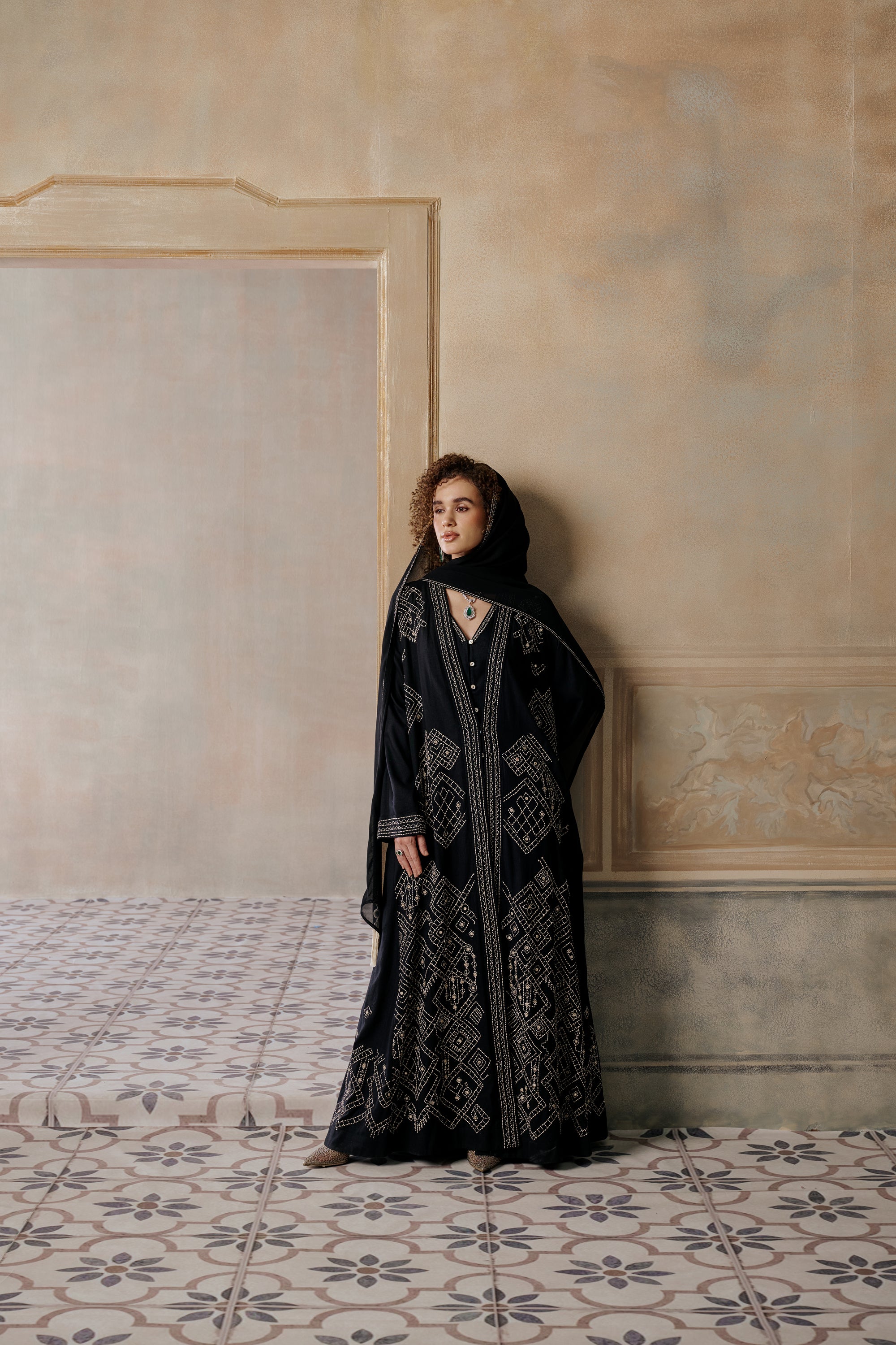 Rahmah Embroidered Abaya with Embellishment