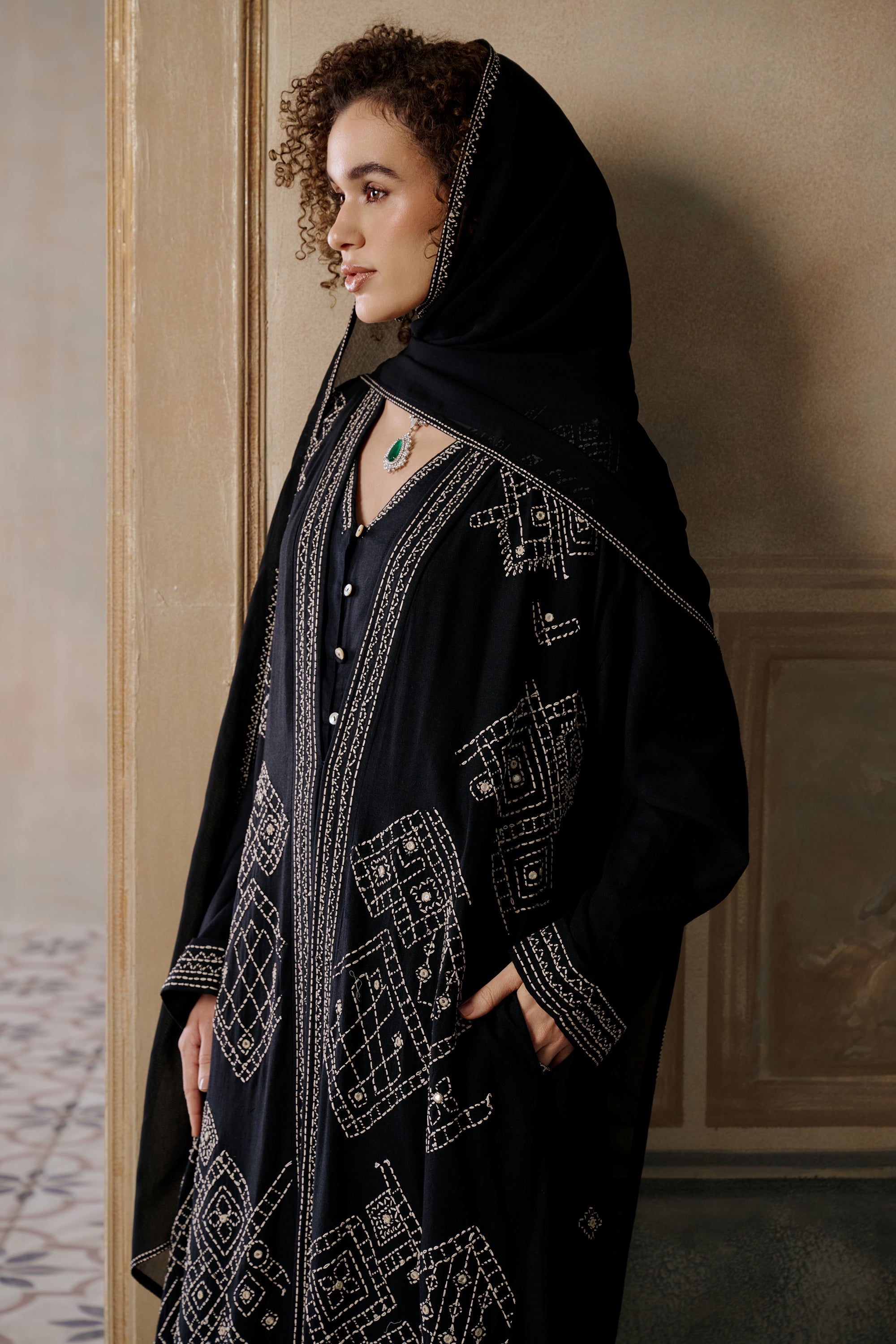 Rahmah Embroidered Abaya with Embellishment