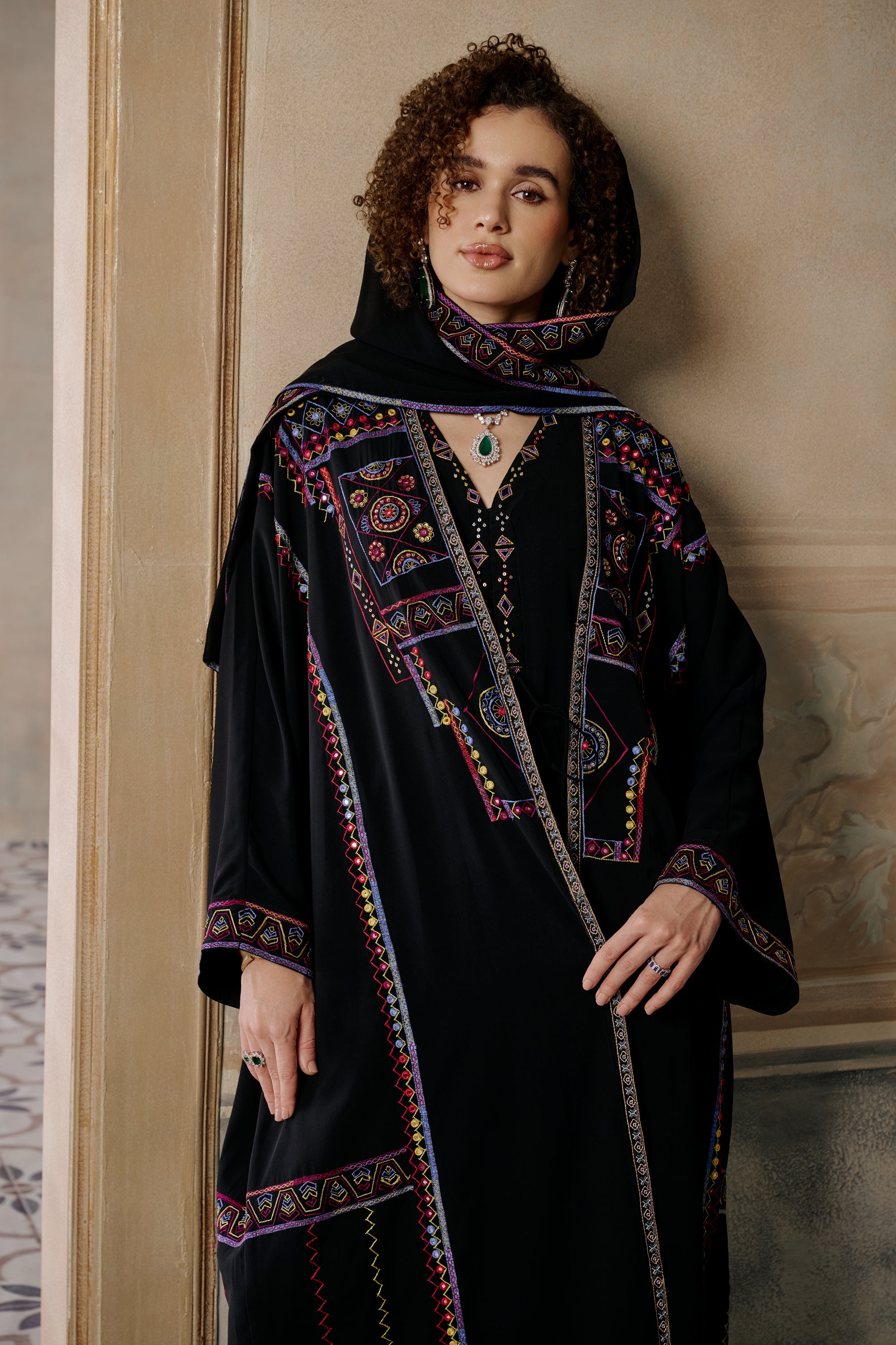Isaf Embroidered Abaya with Embellishment