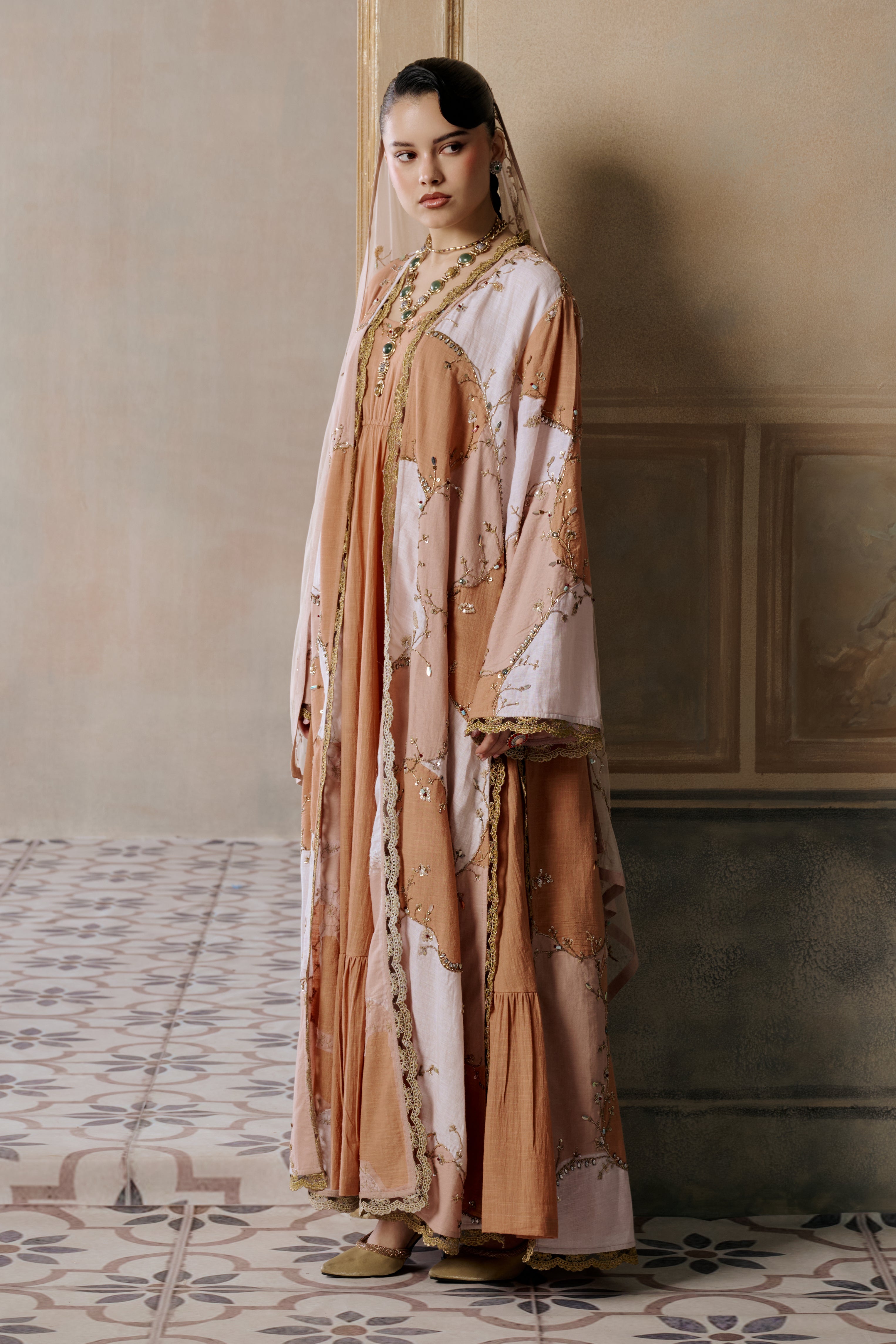 Baharrah Embroidered Abaya with Patch Work Detailing