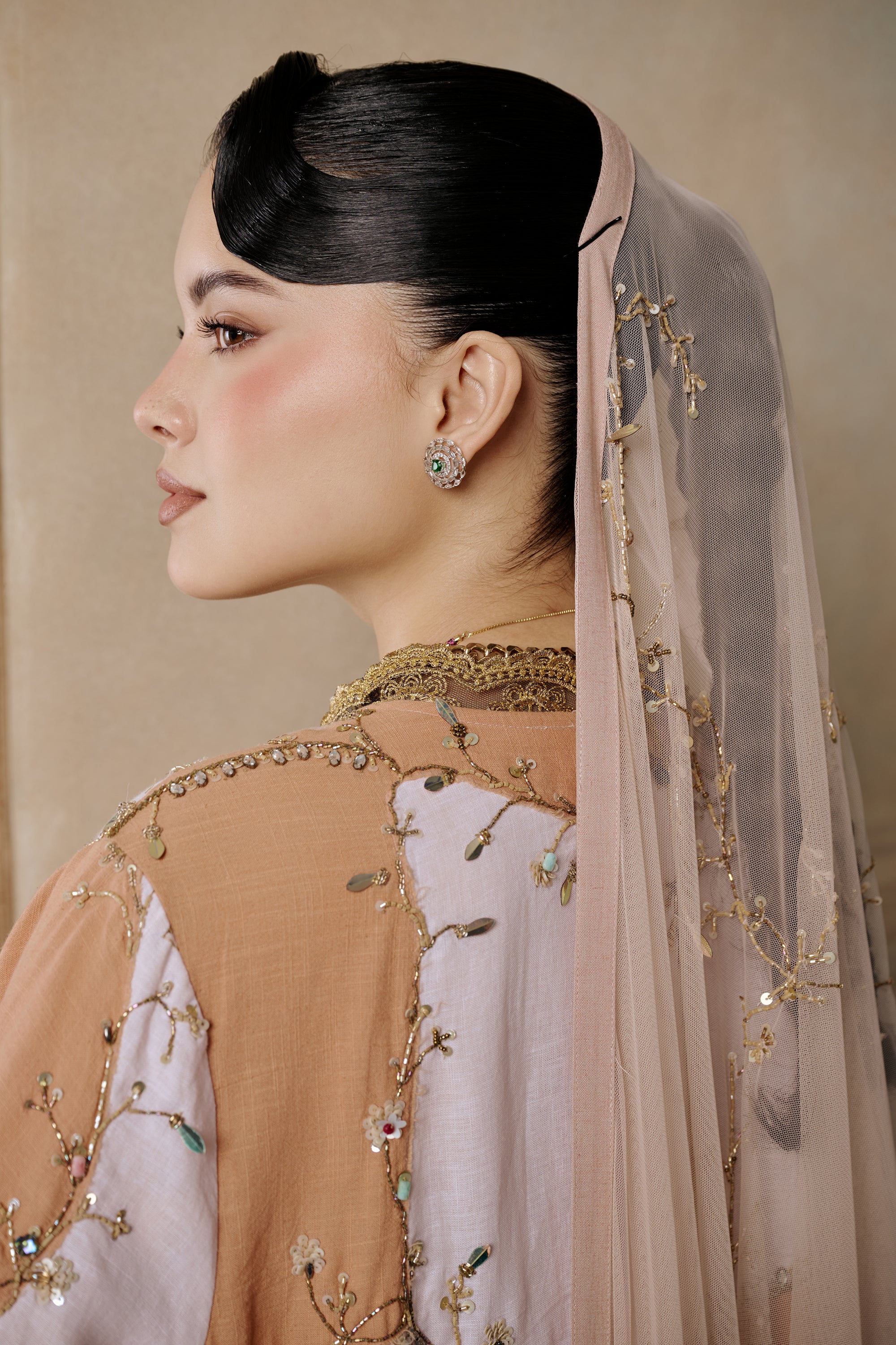 Baharrah Embroidered Abaya with Patch Work Detailing