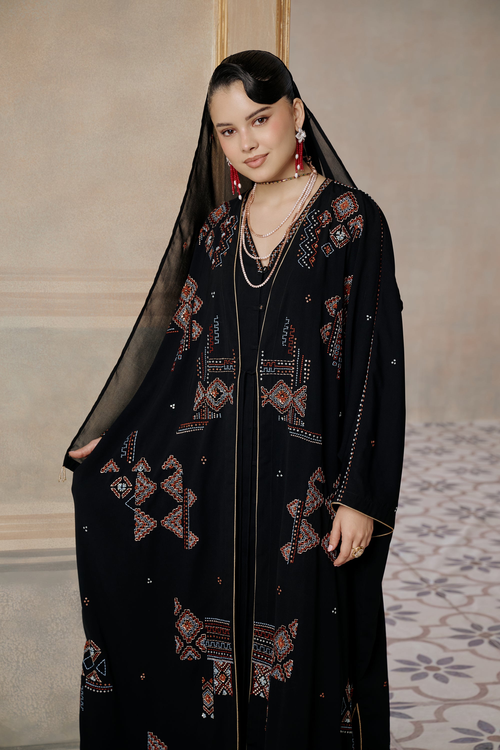 Lamis Embroidered Abaya with Embellishment