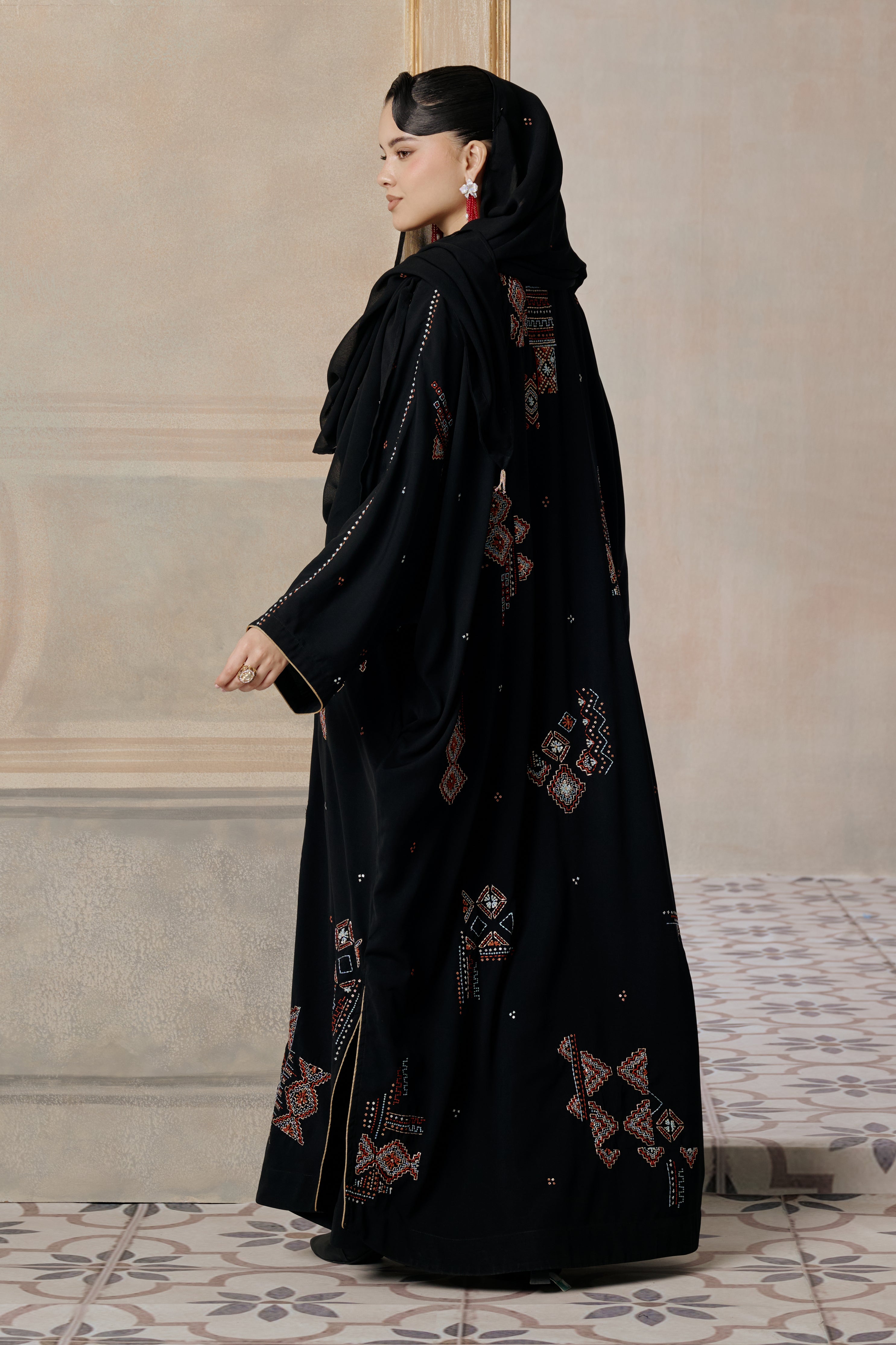 Lamis Embroidered Abaya with Embellishment