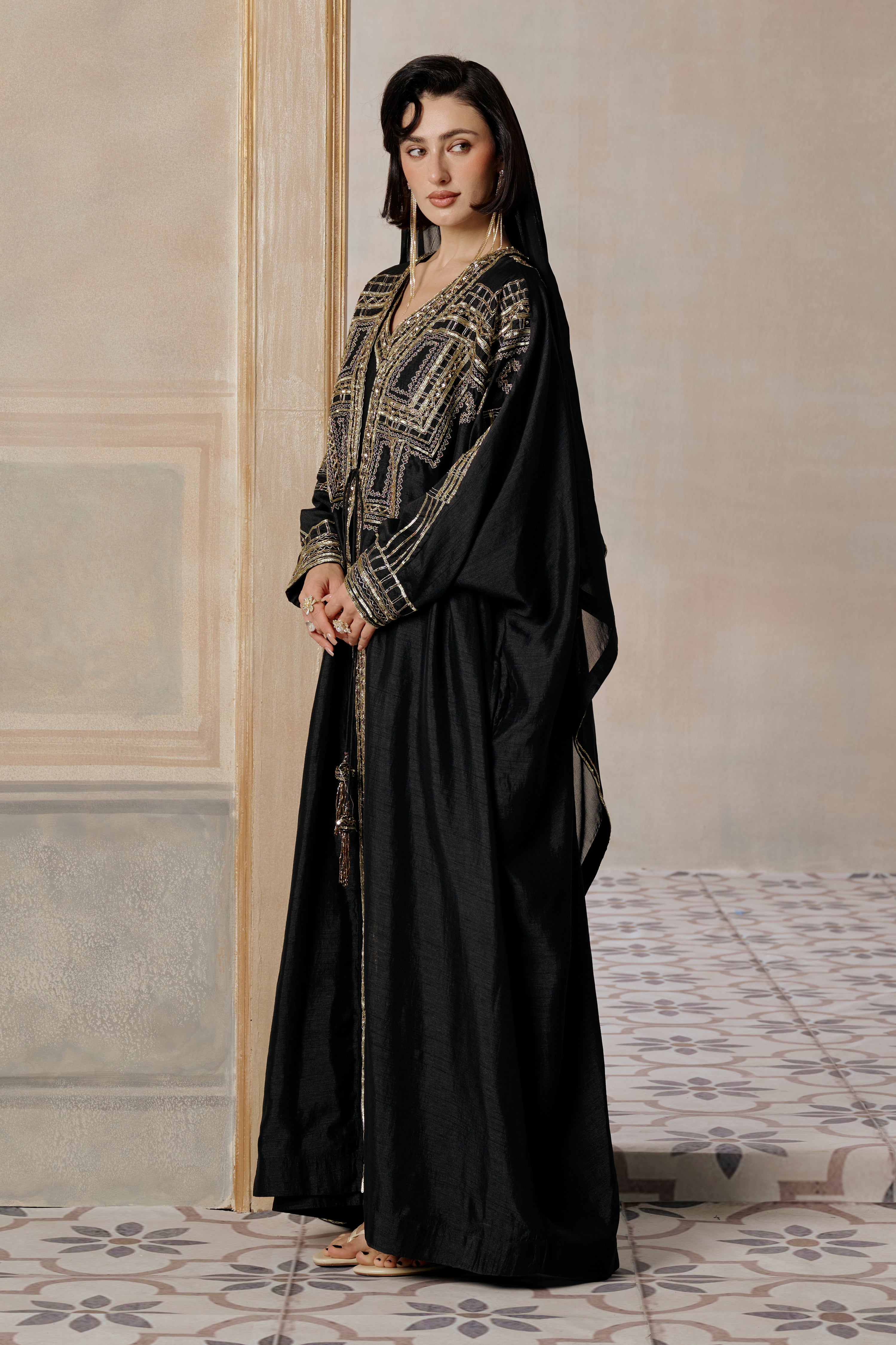 Khawater Embroidered Abaya with Embellishment