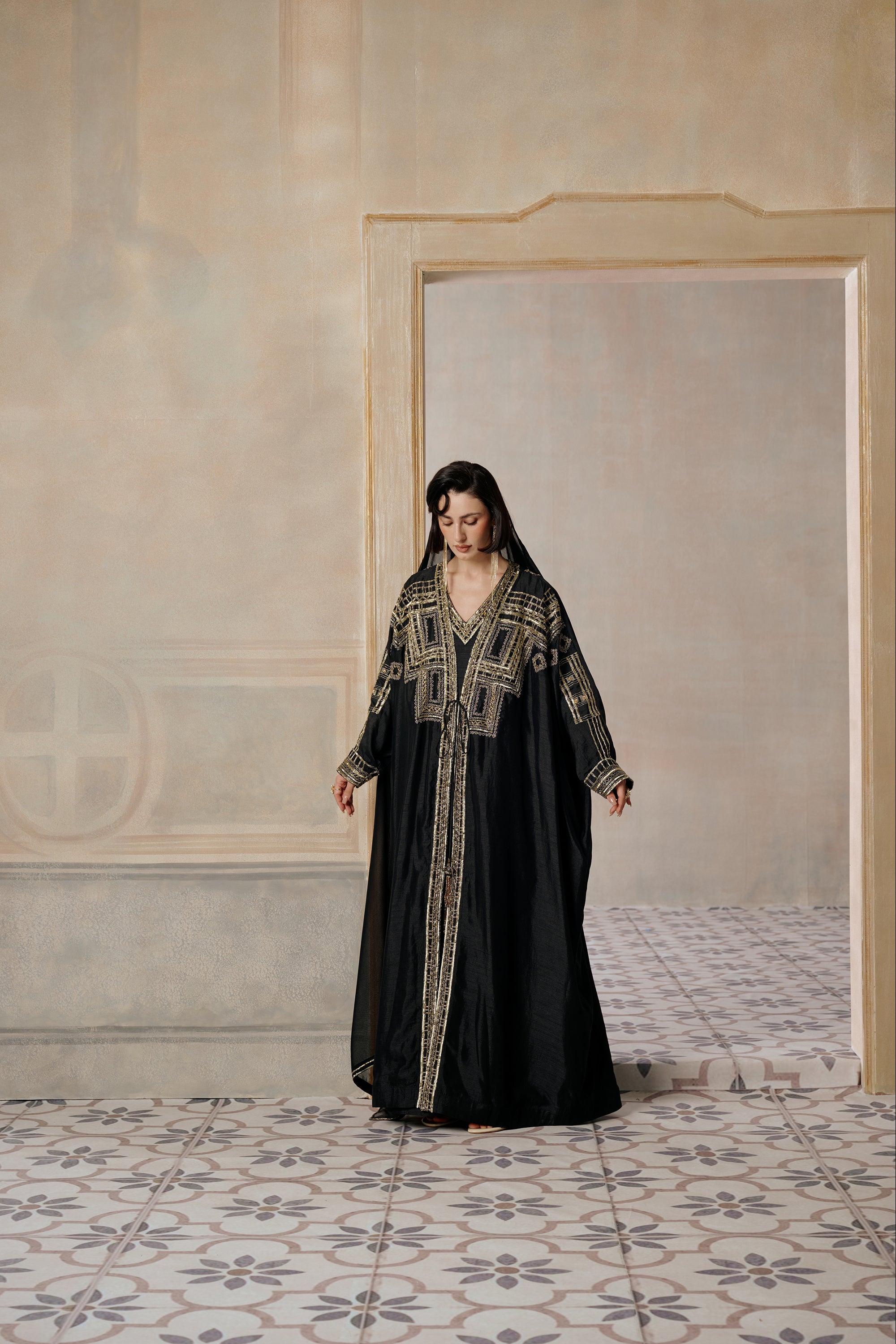 Khawater Embroidered Abaya with Embellishment