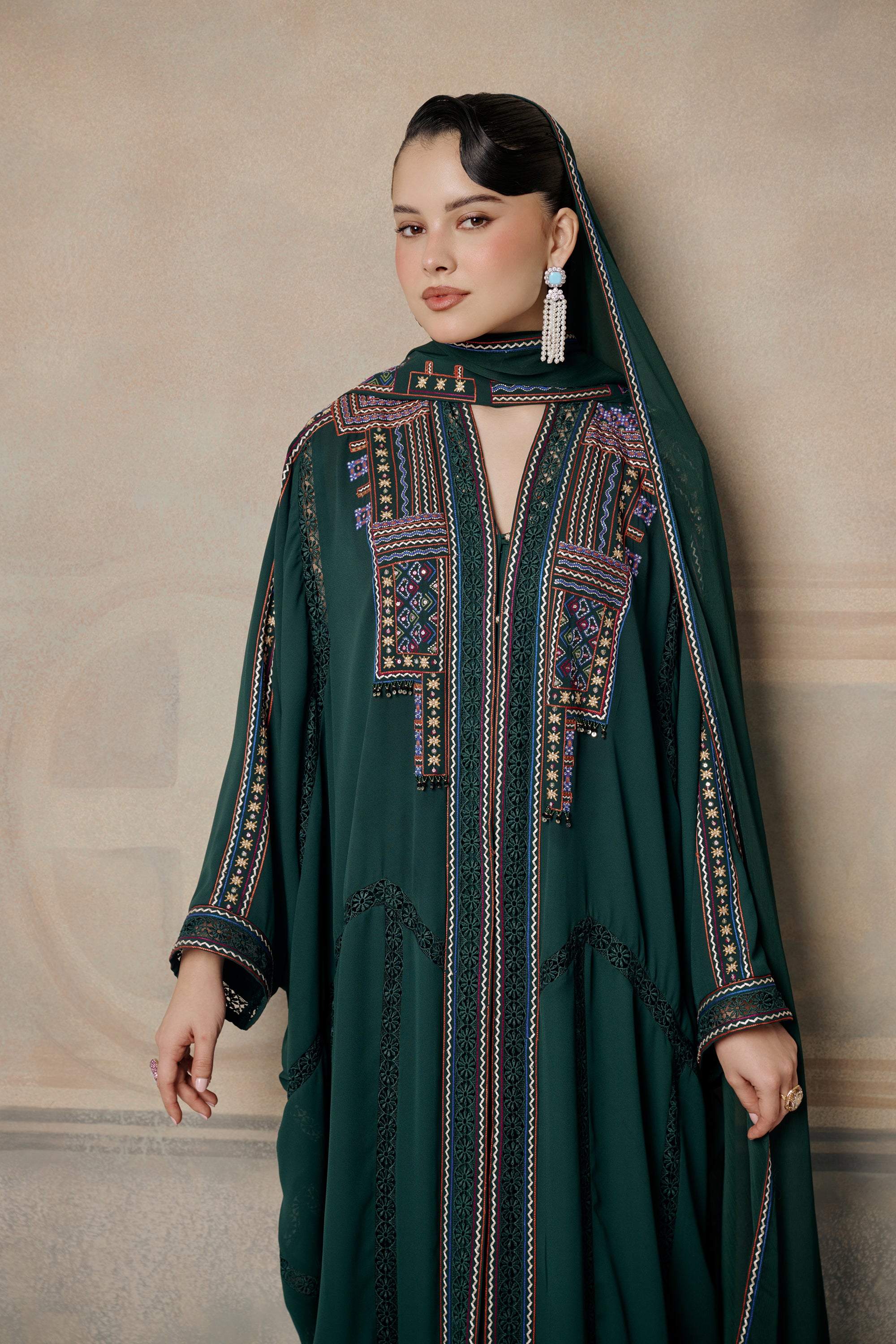 Mahasin Embroidered Abaya with Embellishment