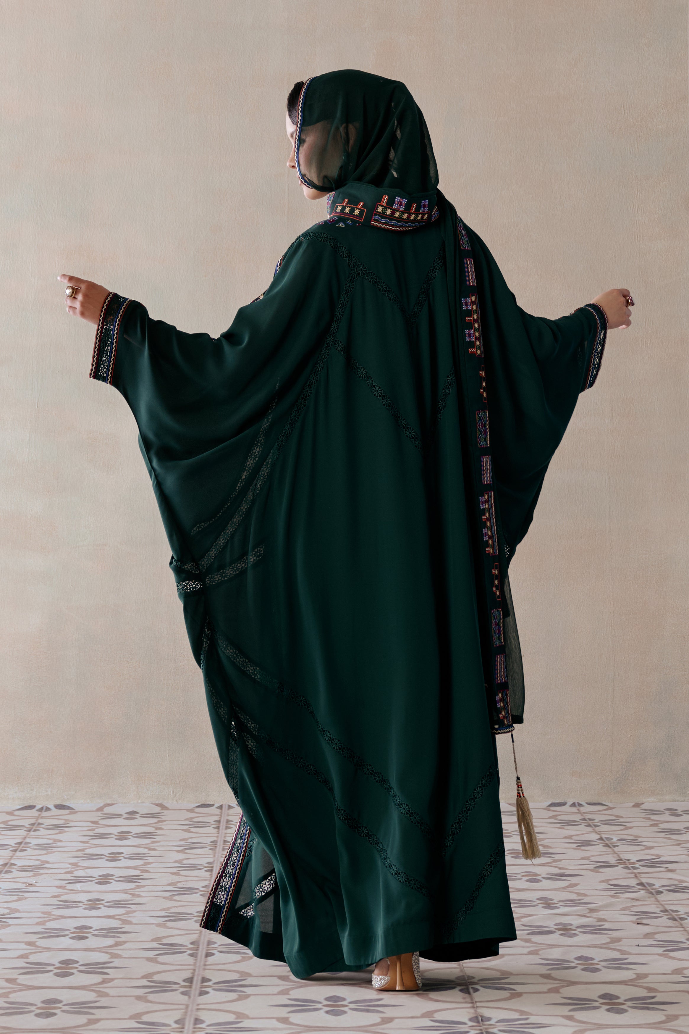 Mahasin Embroidered Abaya with Embellishment