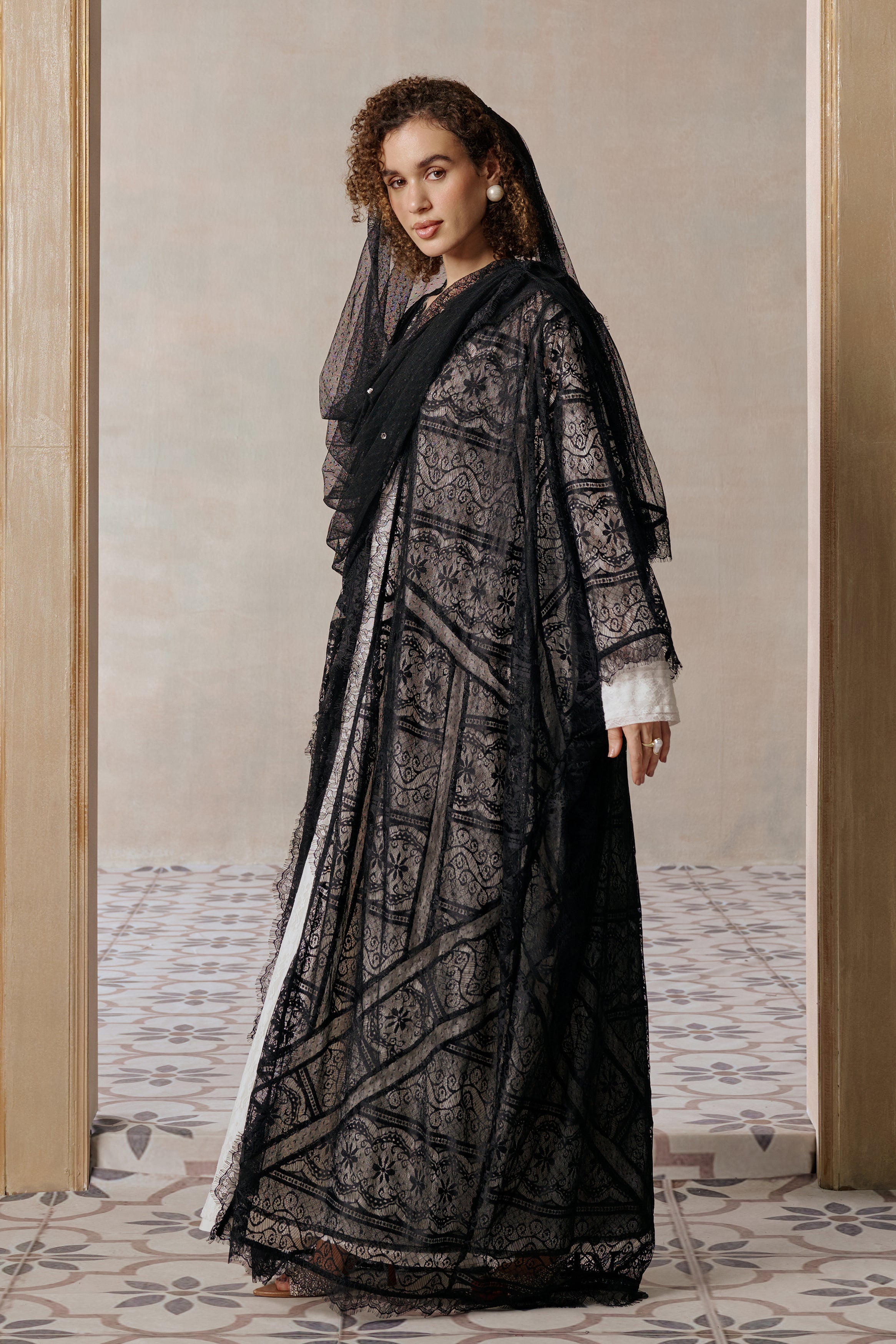 Asmaa Abaya with Lace Detailing