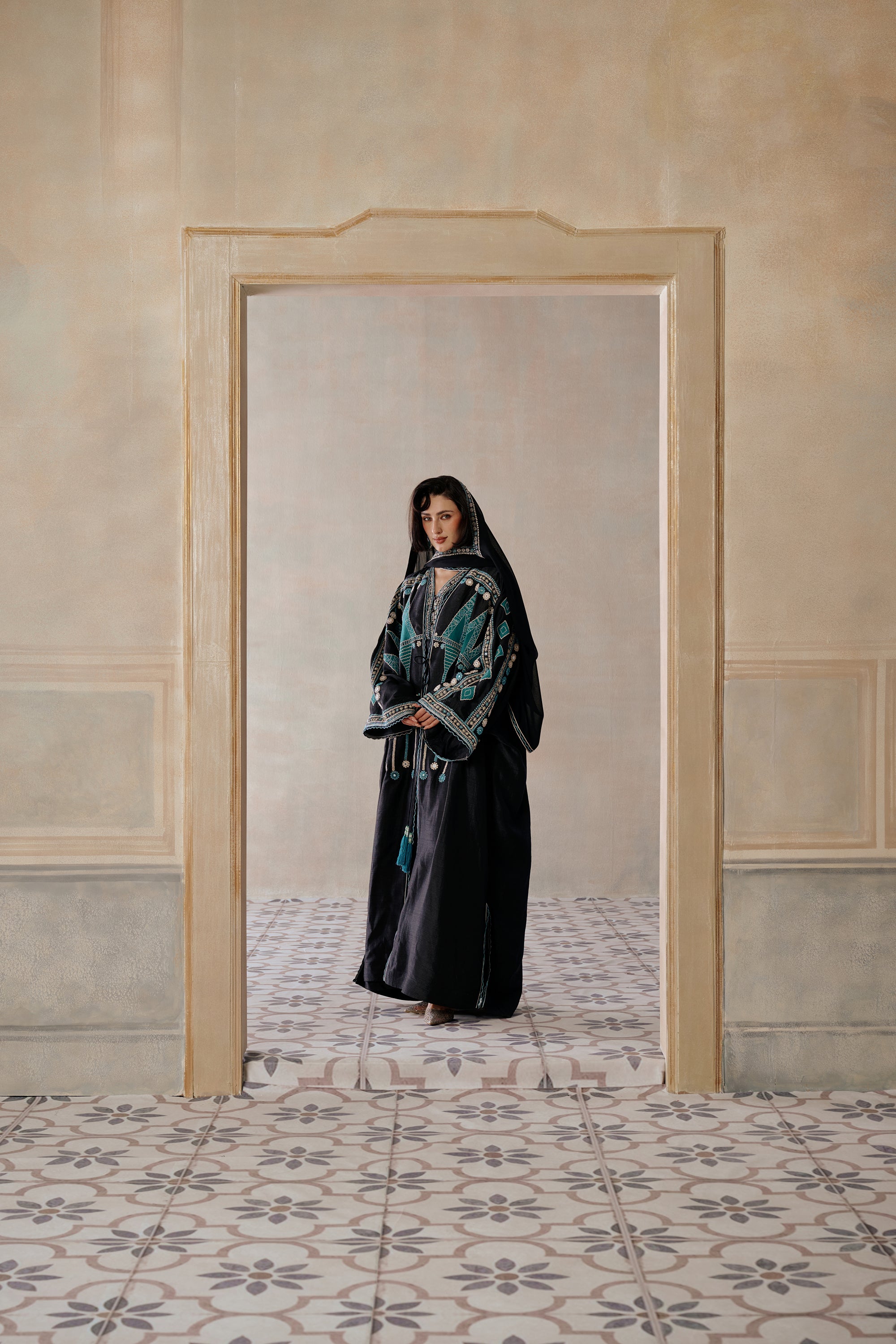 Mahitab Applique Work Embroidered Abaya