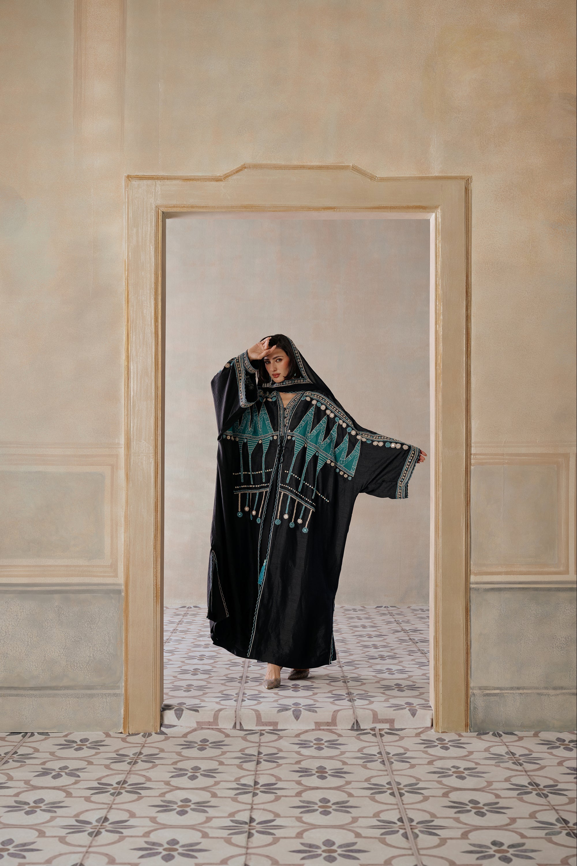Mahitab Applique Work Embroidered Abaya