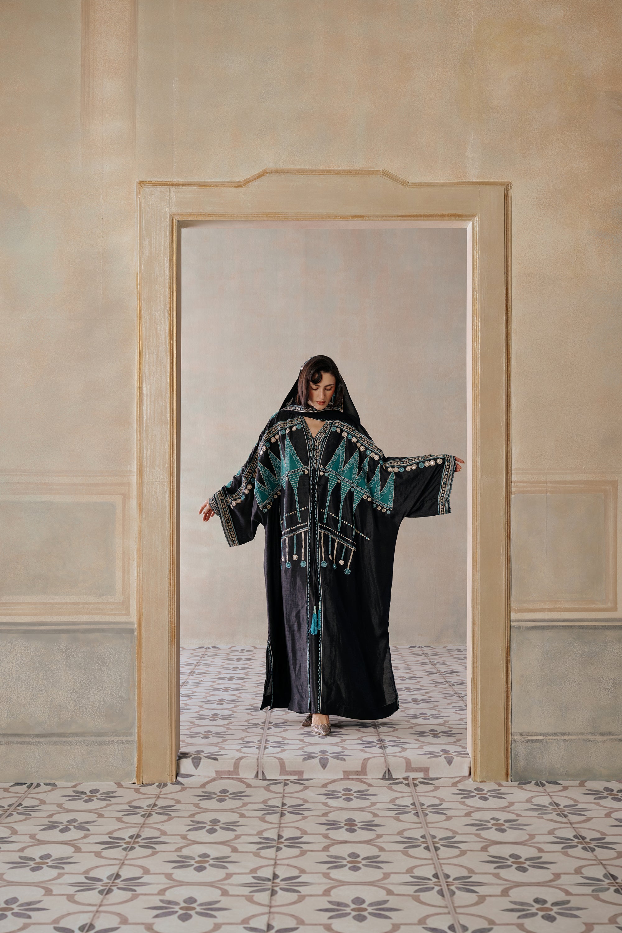 Mahitab Applique Work Embroidered Abaya