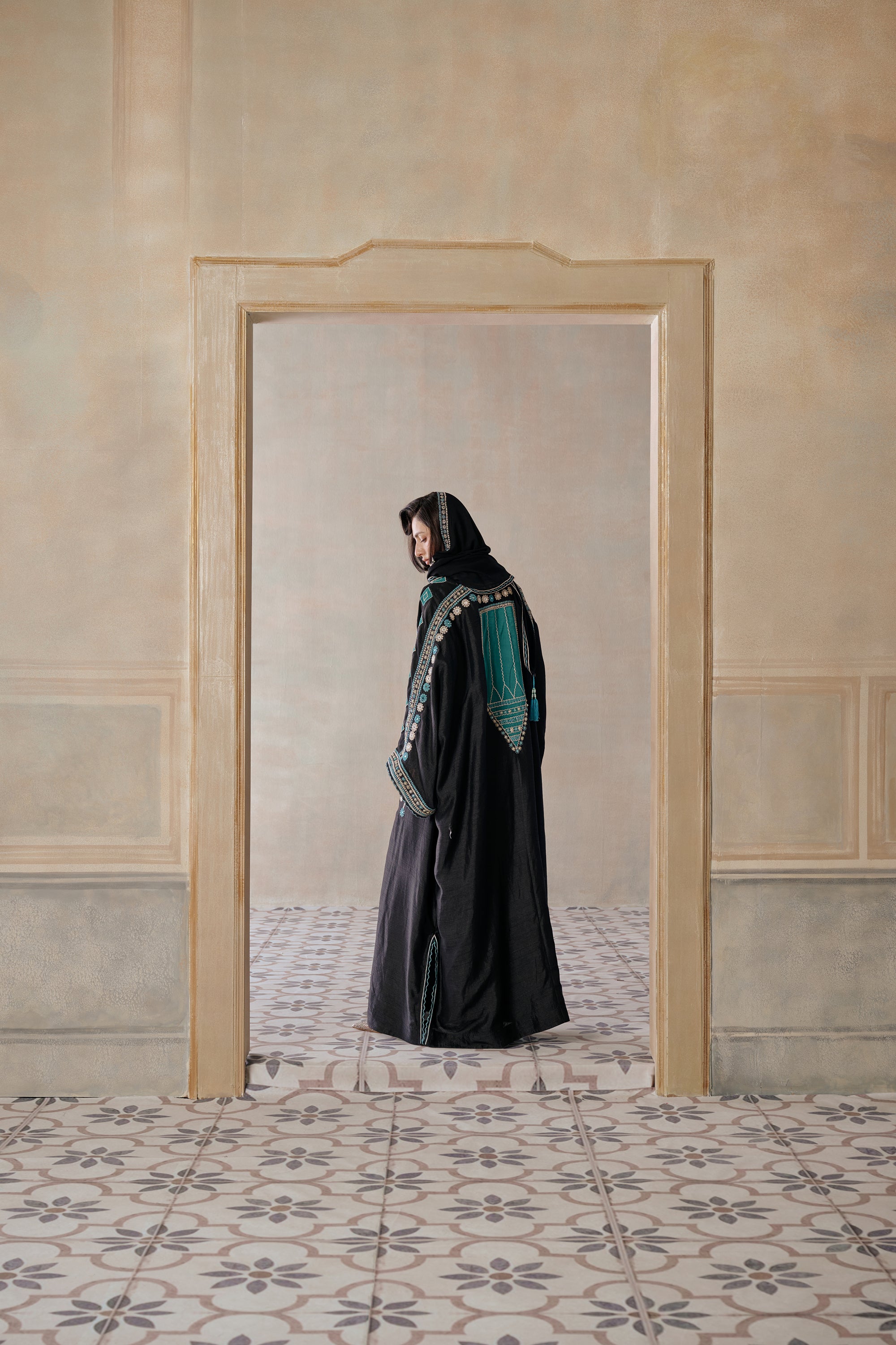 Mahitab Applique Work Embroidered Abaya