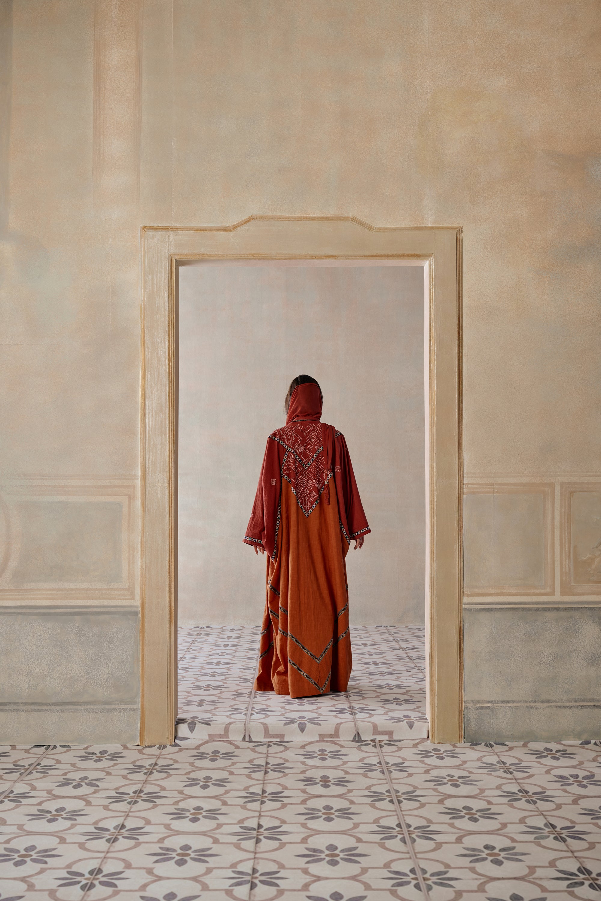 Samah Embroidered Abaya with Lace Detailing