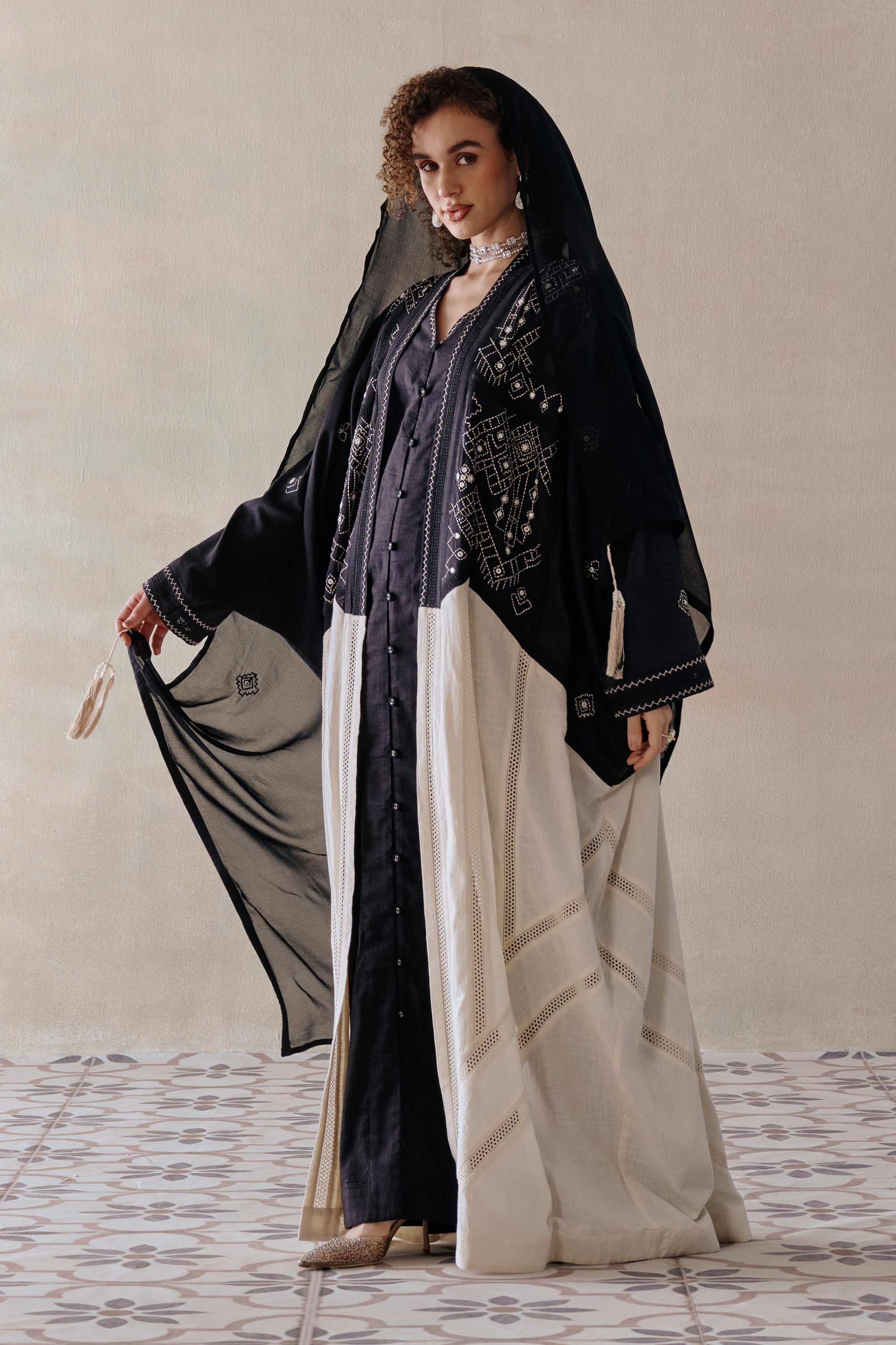 Nasima Embroidered Abaya with Embellishment